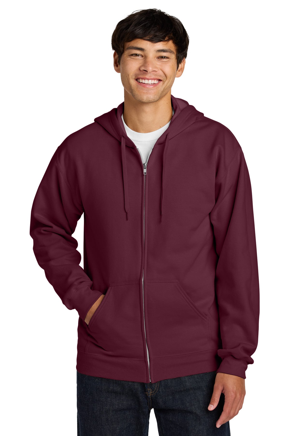 Custom Maroon Softstyle Fleece Full-Zip Hoodie SF600, personalized by SanCanDo Swag in Argyle, TX