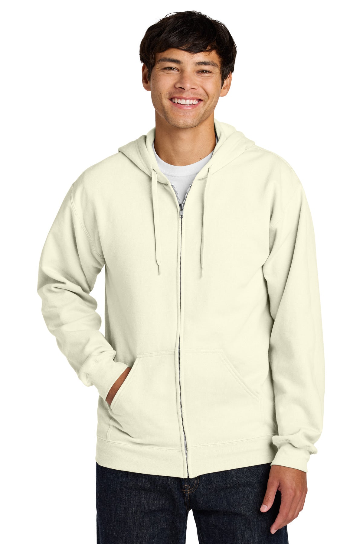 Custom Off White Softstyle Fleece Full-Zip Hoodie SF600, personalized by SanCanDo Swag in Argyle, TX
