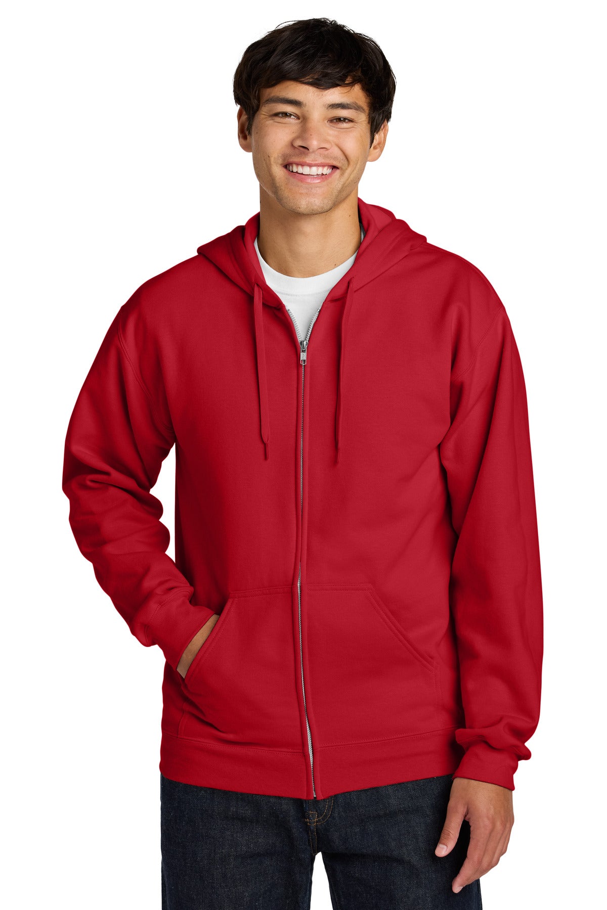 Custom Red Softstyle Fleece Full-Zip Hoodie SF600, personalized by SanCanDo Swag in Argyle, TX