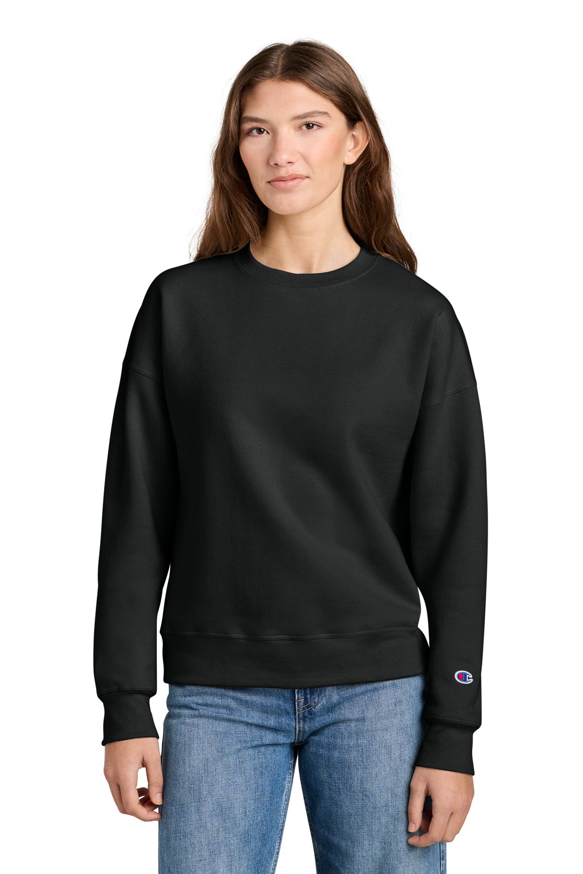 Custom Black Women's Powerblend Crewneck SL650, personalized by SanCanDo Swag in Argyle, TX
