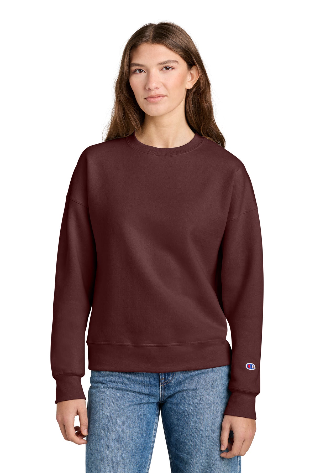 Custom Maroon Women's Powerblend Crewneck SL650, personalized by SanCanDo Swag in Argyle, TX