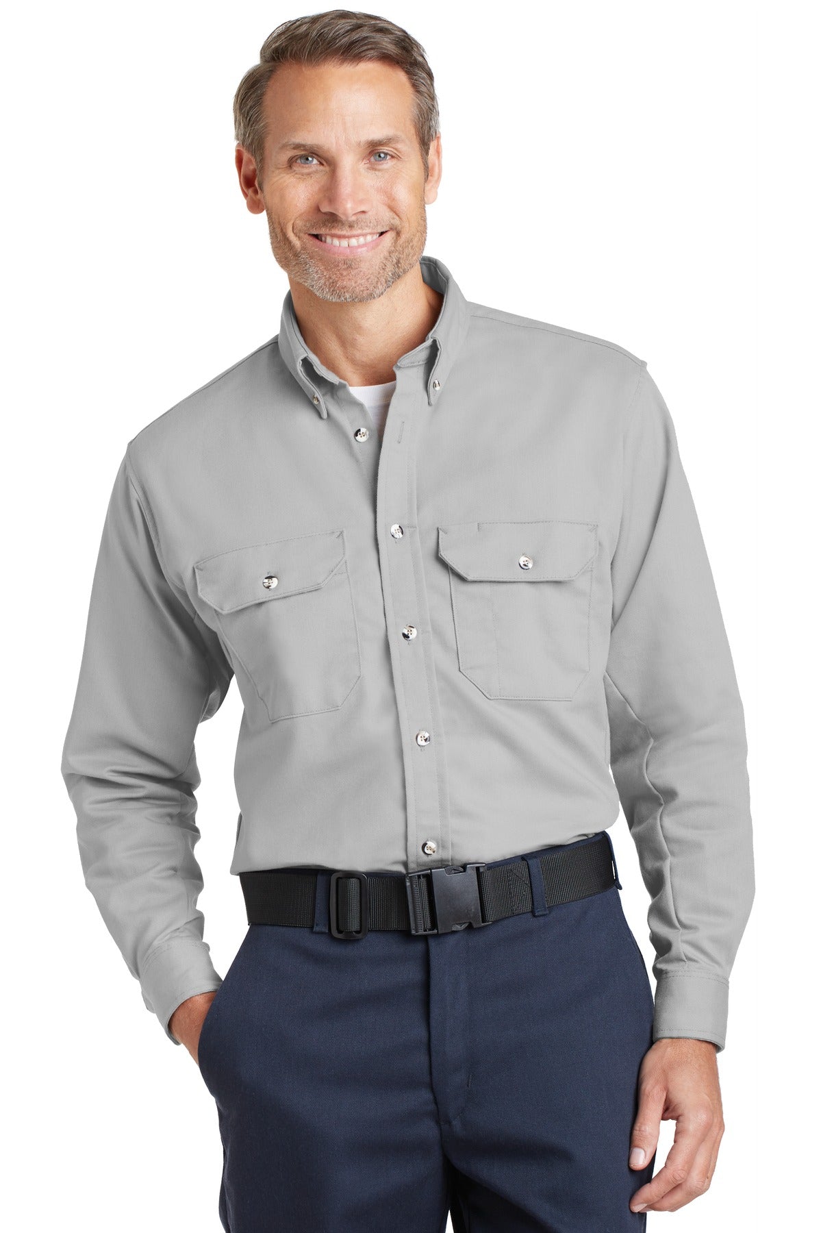 Custom Silver Grey EXCEL FR ComforTouch Dress Uniform Shirt SLU2, personalized by SanCanDo Swag in Argyle, TX