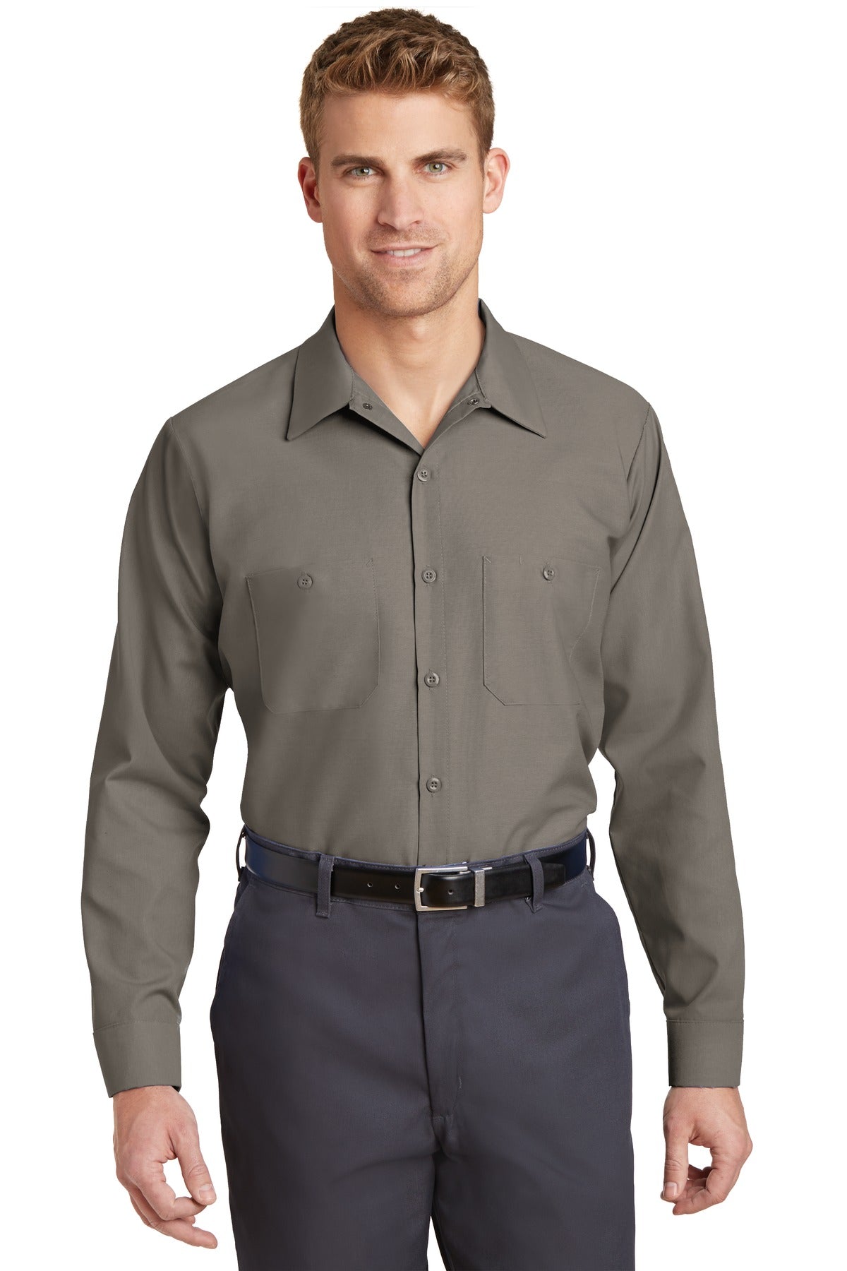 Custom Grey Sleeve Industrial Work Shirt SP14LONG, personalized by SanCanDo Swag in Argyle, TX