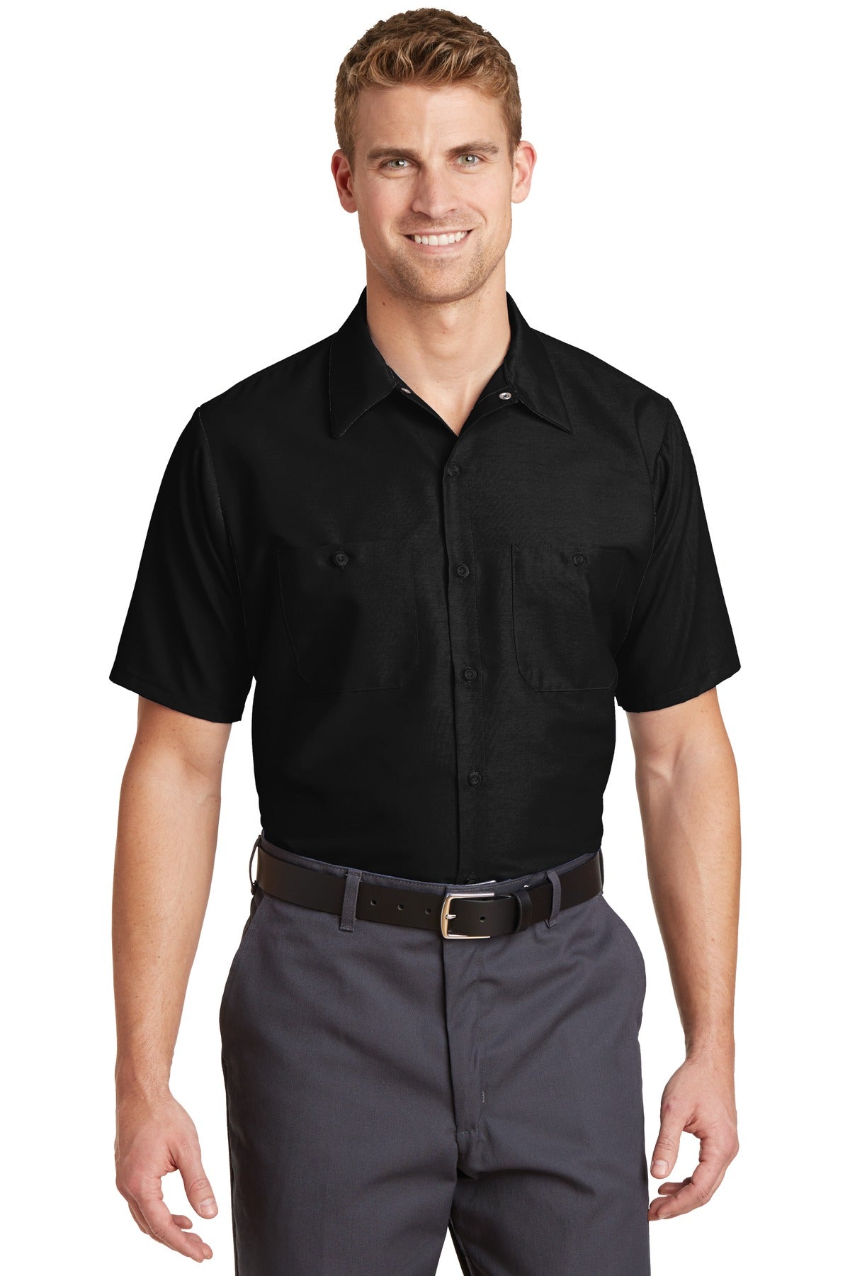 Custom Black Sleeve Industrial Work Shirt SP24LONG, personalized by SanCanDo Swag in Argyle, TX