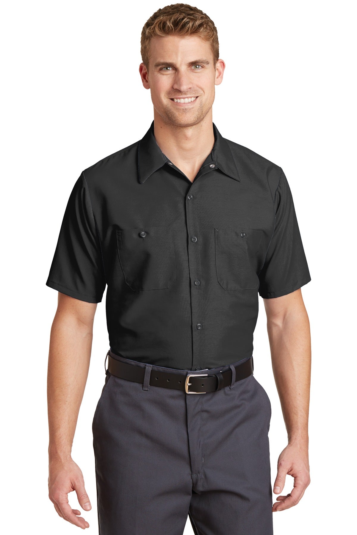 Custom Charcoal Sleeve Industrial Work Shirt SP24LONG, personalized by SanCanDo Swag in Argyle, TX