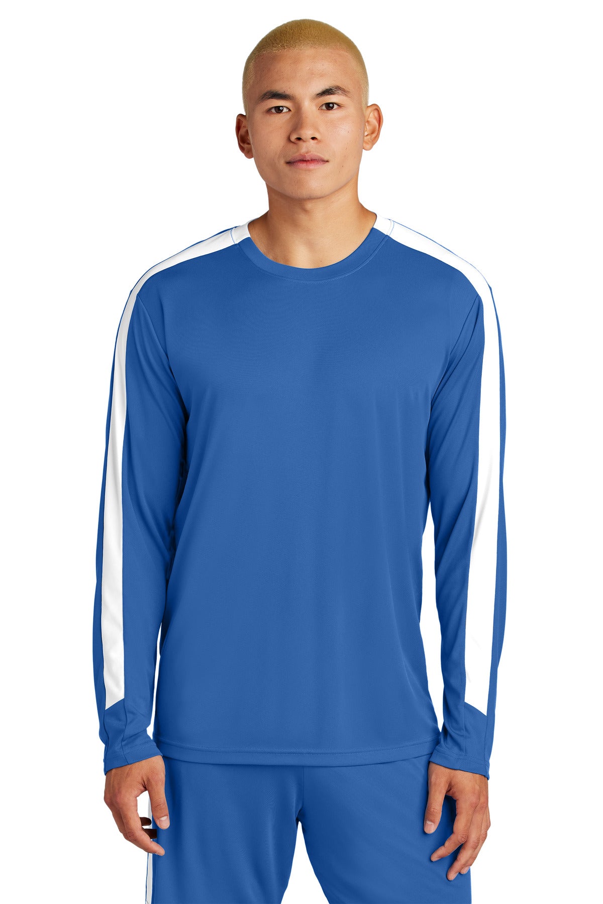 Custom True Royal/ White Competitor United Long Sleeve Crew ST100LS, personalized by SanCanDo Swag in Argyle, TX