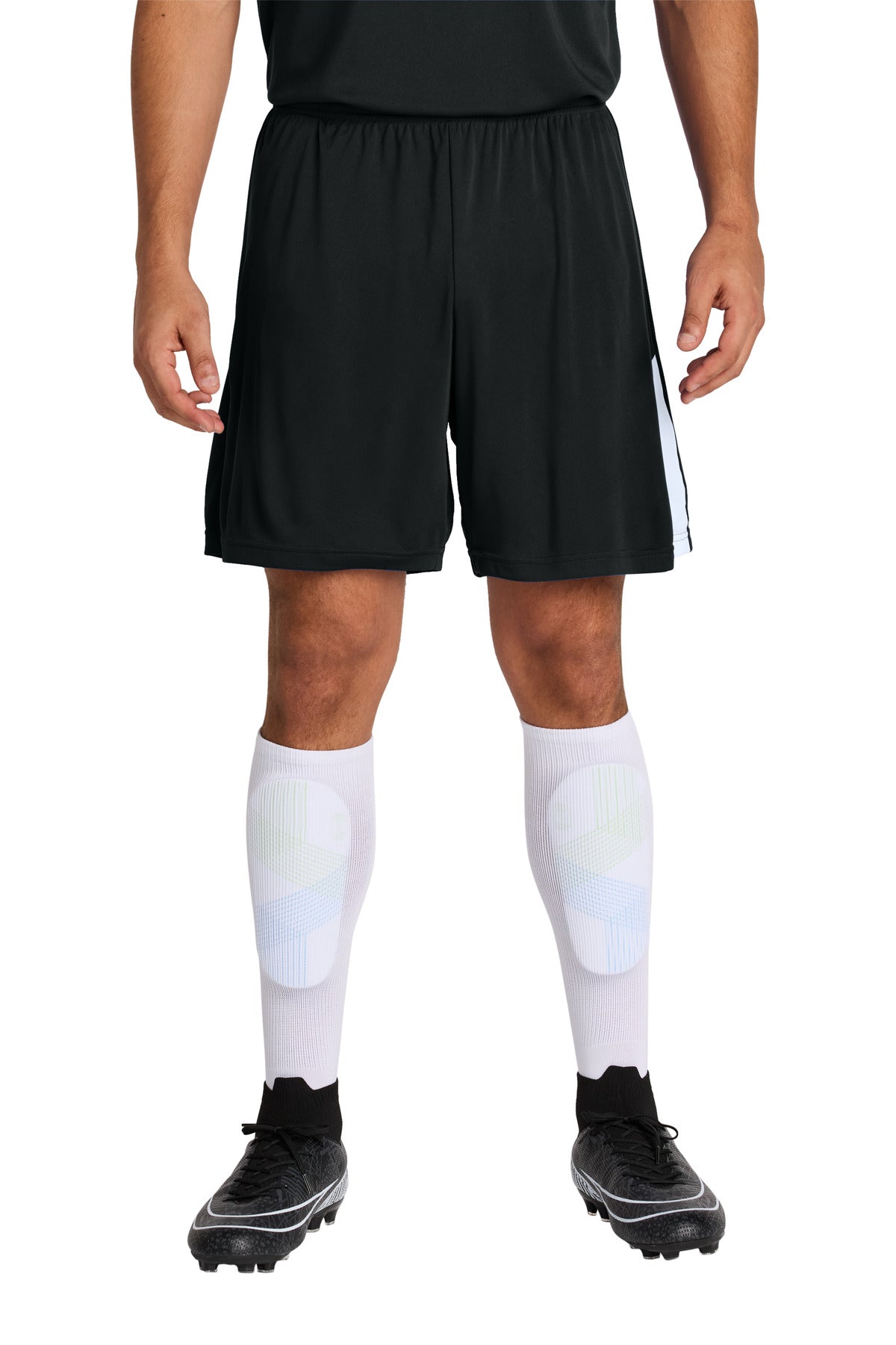 Custom Black/ White Competitor United 7" Short ST103, personalized by SanCanDo Swag in Argyle, TX
