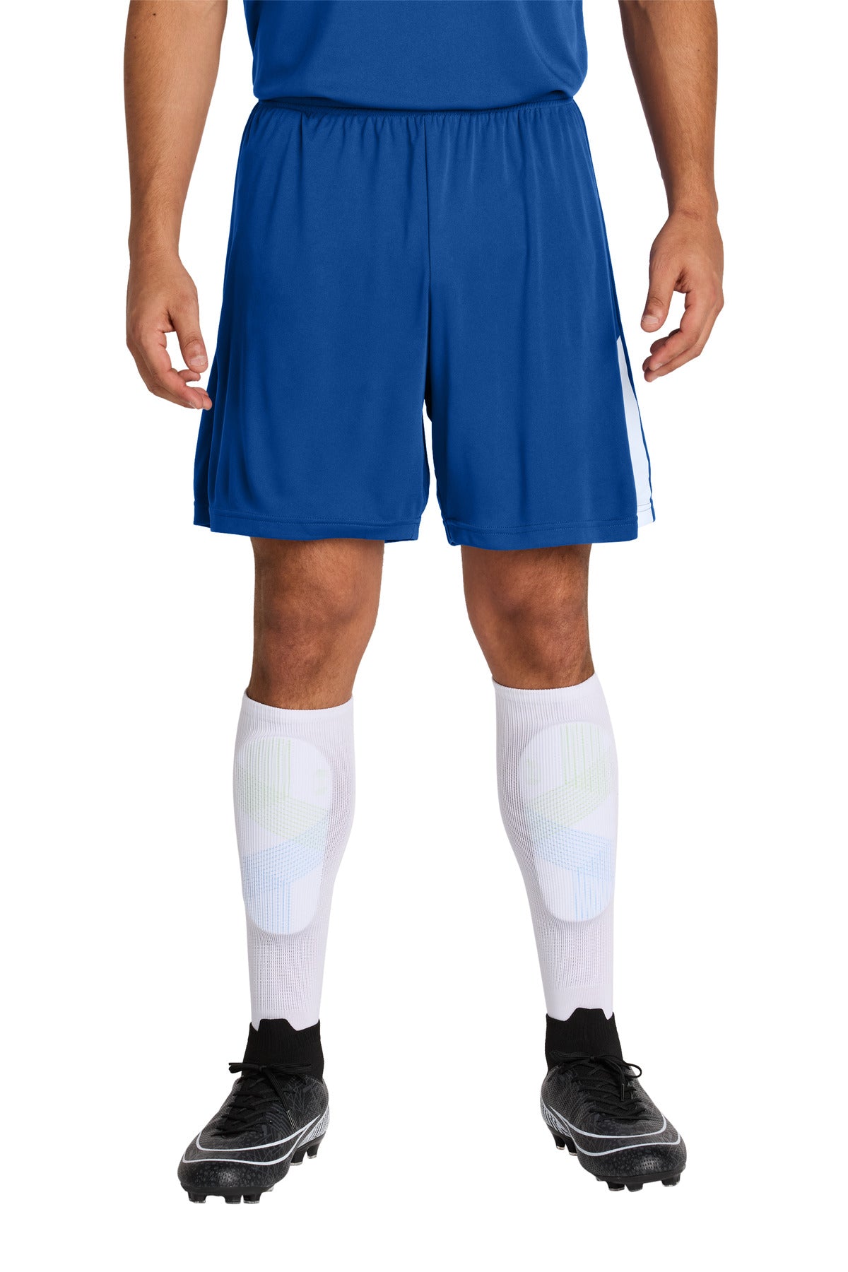 Custom True Royal/ White Competitor United 7" Short ST103, personalized by SanCanDo Swag in Argyle, TX