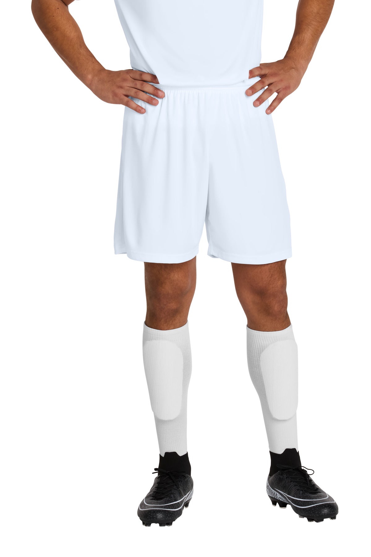 Custom White/ White Competitor United 7" Short ST103, personalized by SanCanDo Swag in Argyle, TX