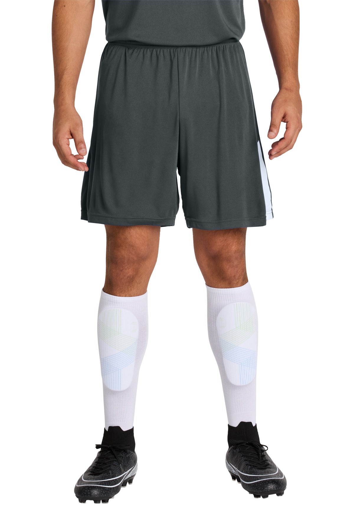Custom Iron Grey/ White Competitor United 7" Short ST103, personalized by SanCanDo Swag in Argyle, TX