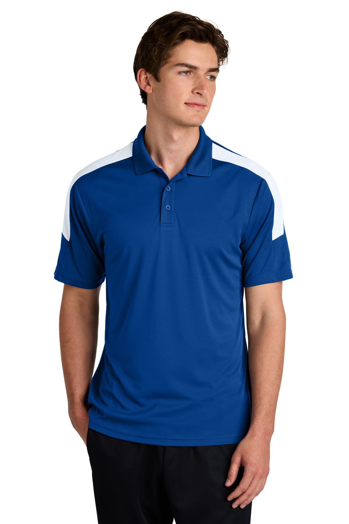 Custom True Royal/ White Competitor United Polo ST104, personalized by SanCanDo Swag in Argyle, TX