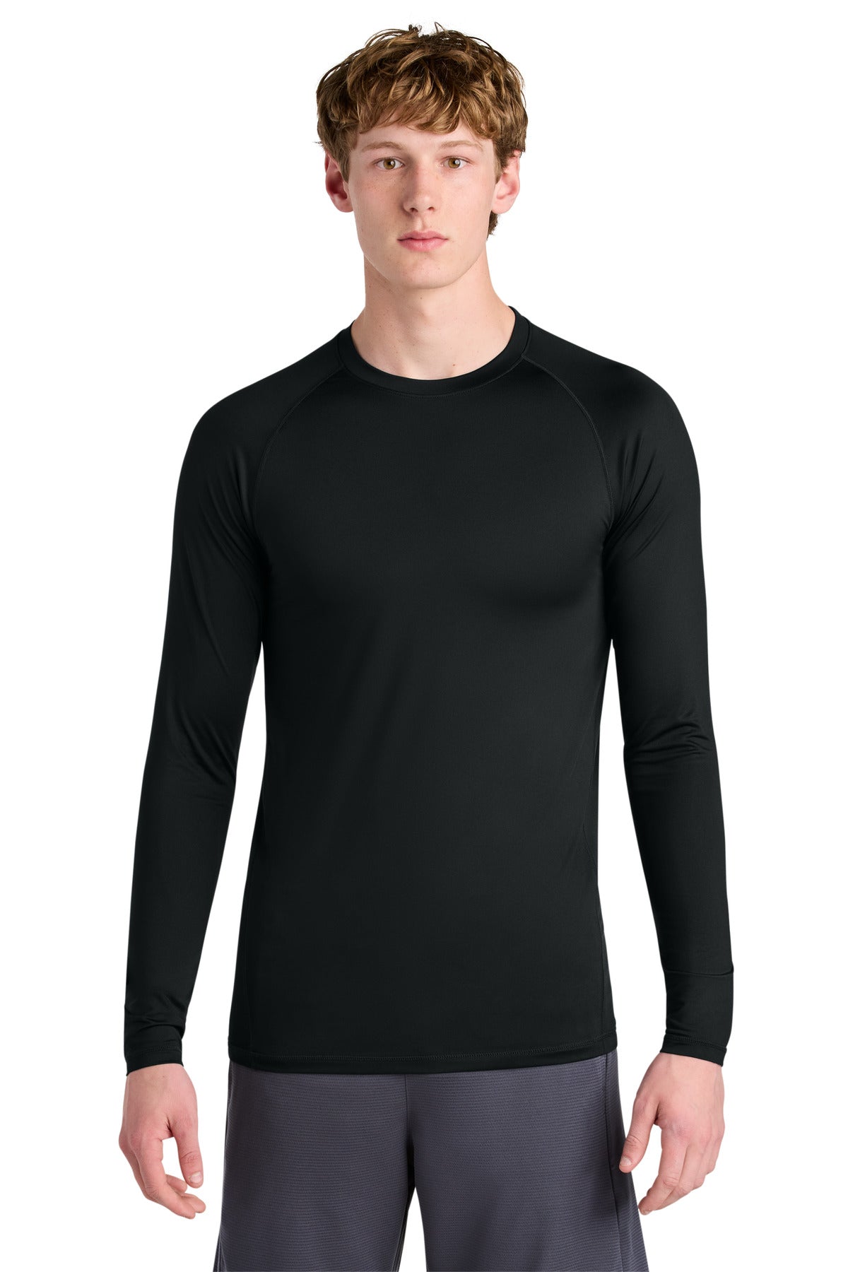 Custom Black PosiCharge Compression Long Sleeve Tee ST120LS, personalized by SanCanDo Swag in Argyle, TX