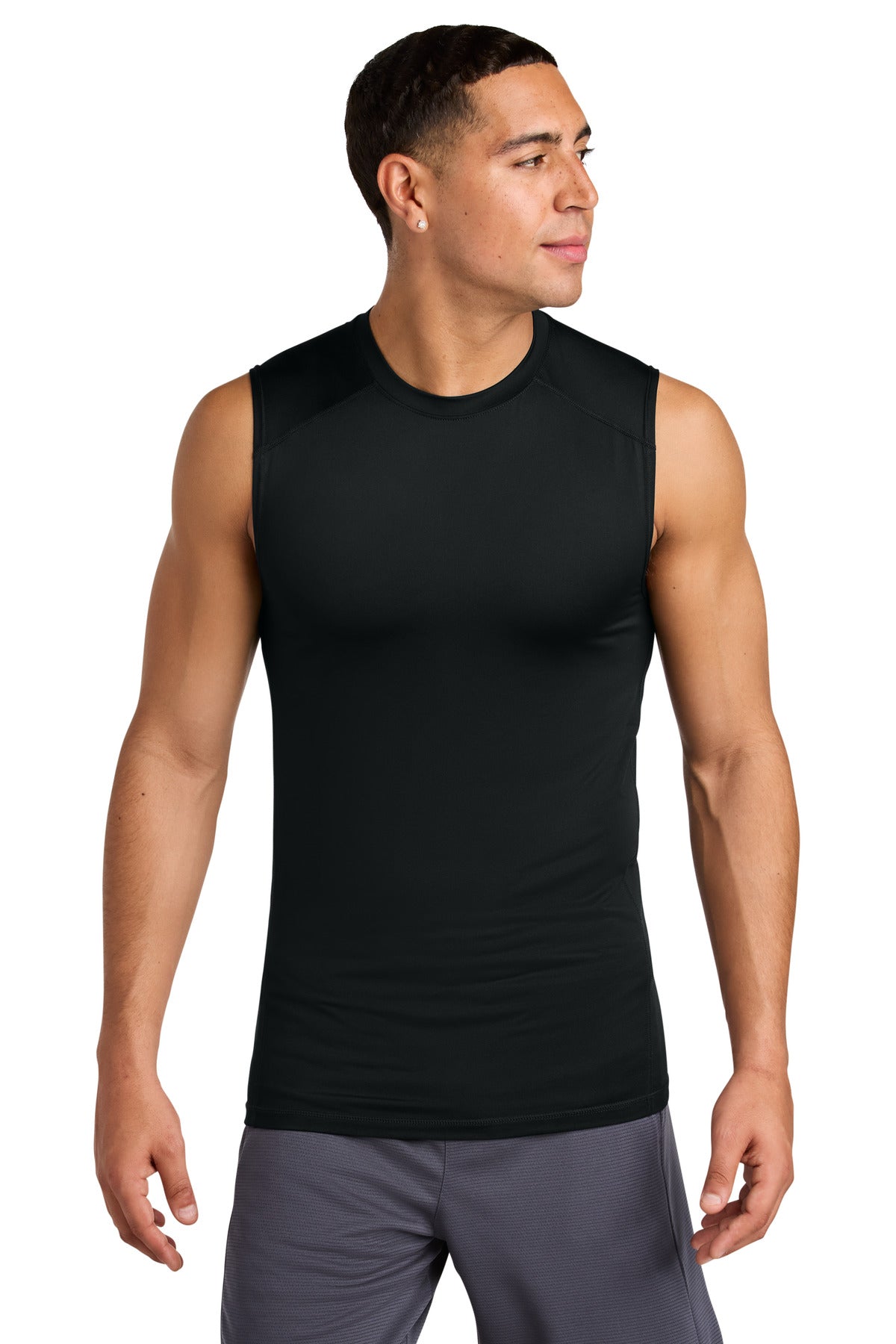 Custom Black PosiCharge Compression Sleeveless Tee ST121SL, personalized by SanCanDo Swag in Argyle, TX