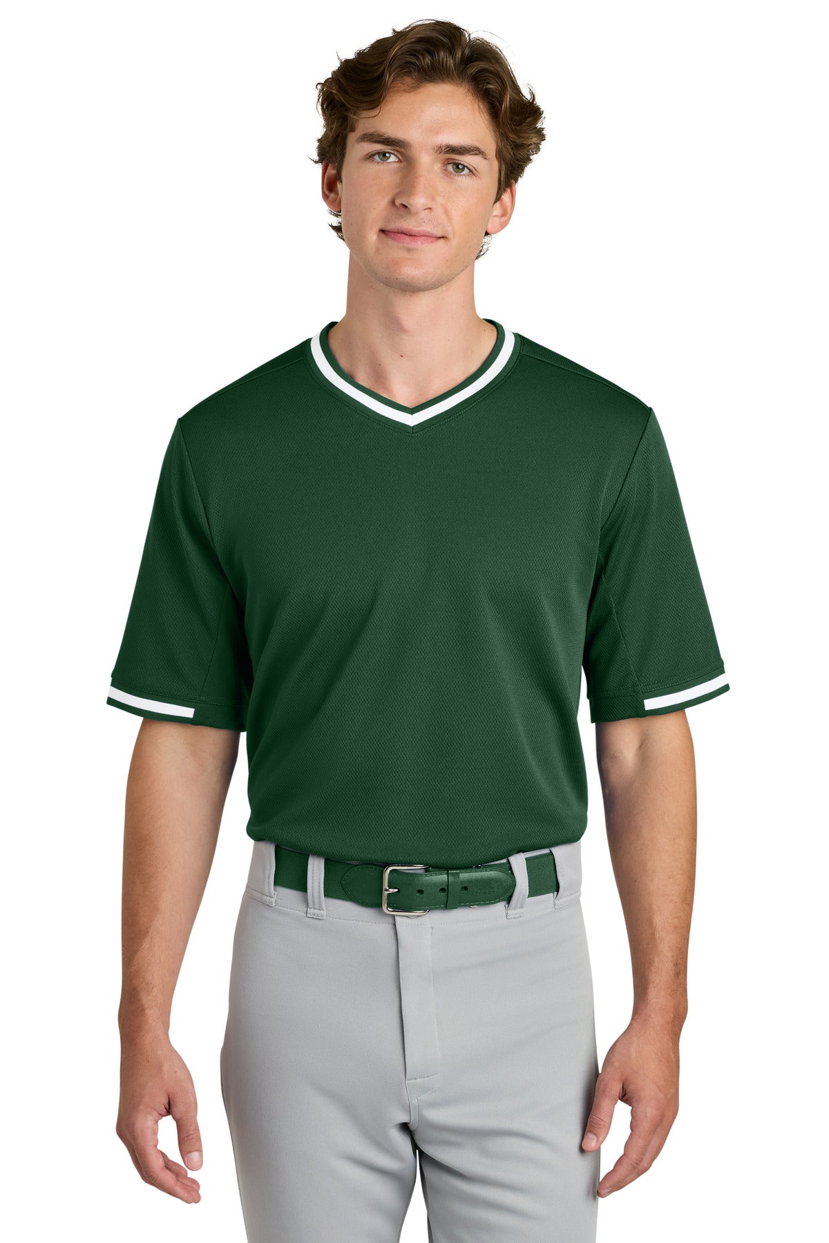 Custom Forest Green Tough Mesh V-Neck Baseball Jersey ST221, personalized by SanCanDo Swag in Argyle, TX