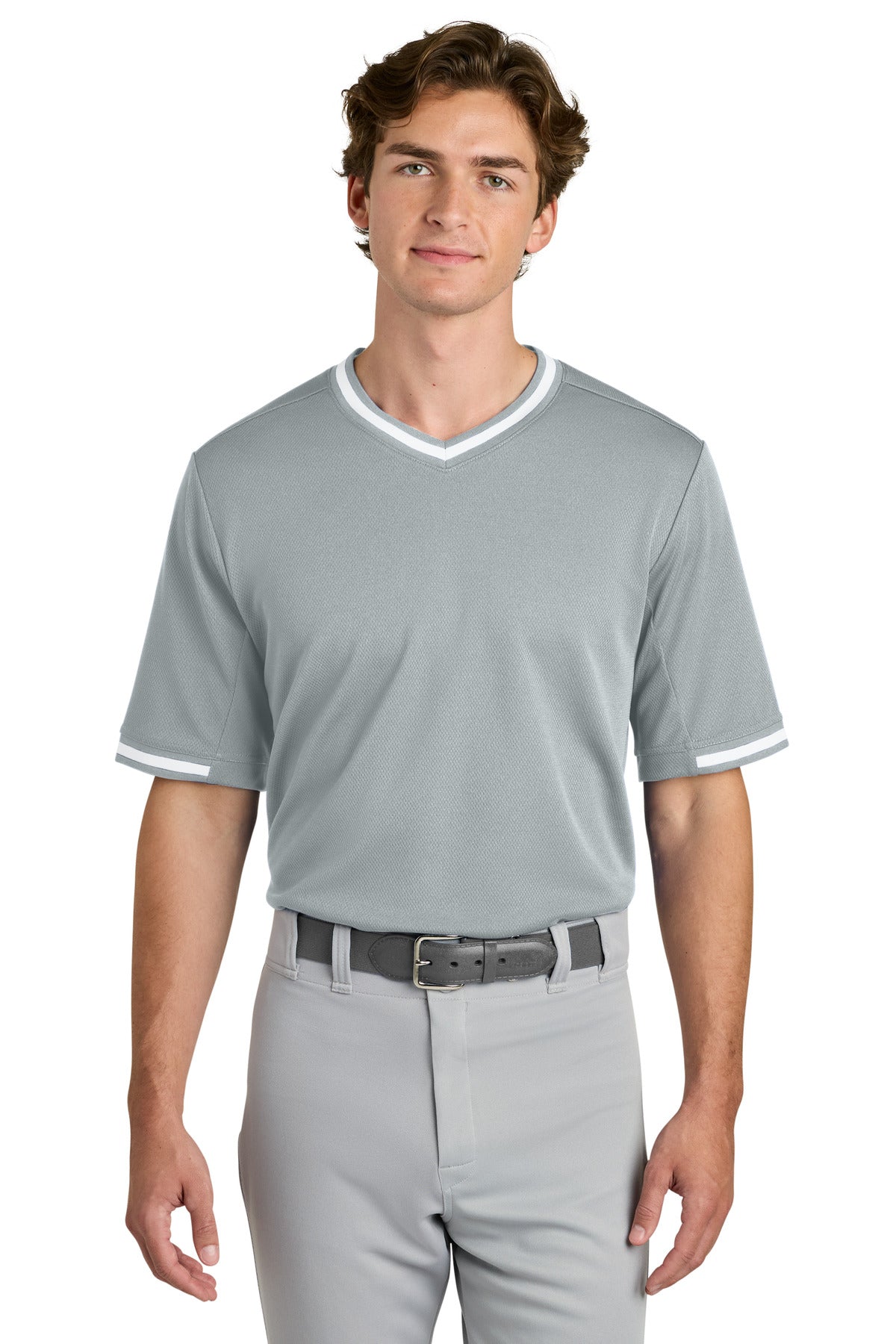 Custom Silver Tough Mesh V-Neck Baseball Jersey ST221, personalized by SanCanDo Swag in Argyle, TX