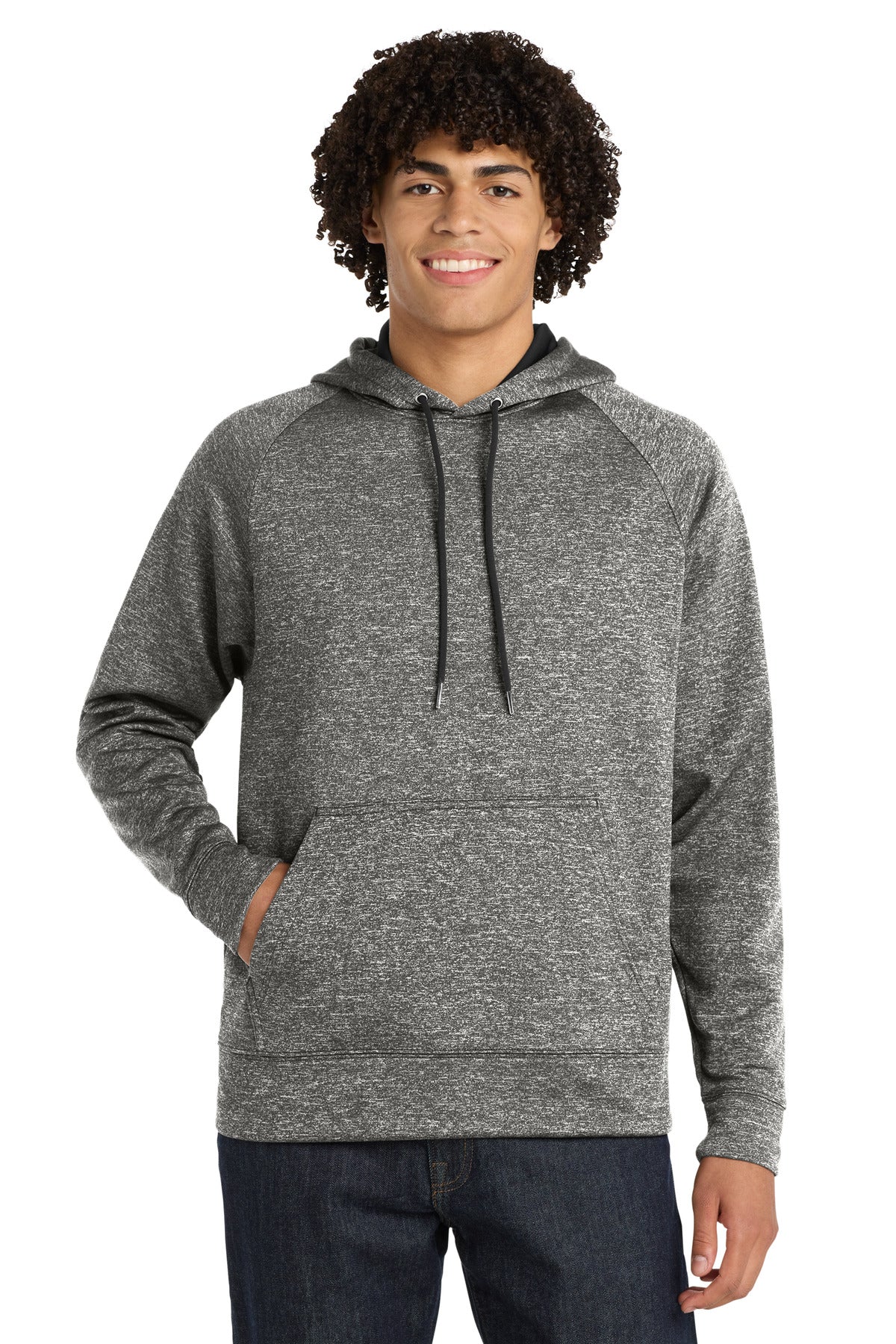Custom Black Electric Heather Fleece Hooded Pullover ST225, personalized by SanCanDo Swag in Argyle, TX