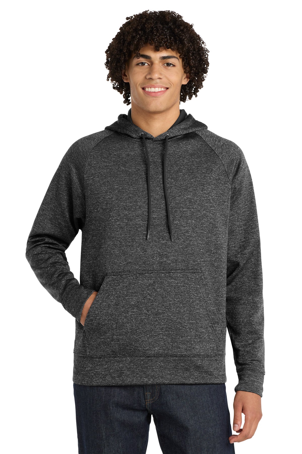 Custom Grey-Black Electric Heather Fleece Hooded Pullover ST225, personalized by SanCanDo Swag in Argyle, TX