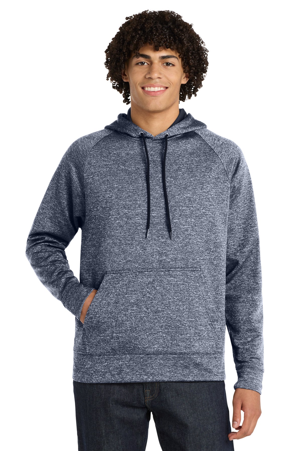 Custom True Navy Electric Heather Fleece Hooded Pullover ST225, personalized by SanCanDo Swag in Argyle, TX