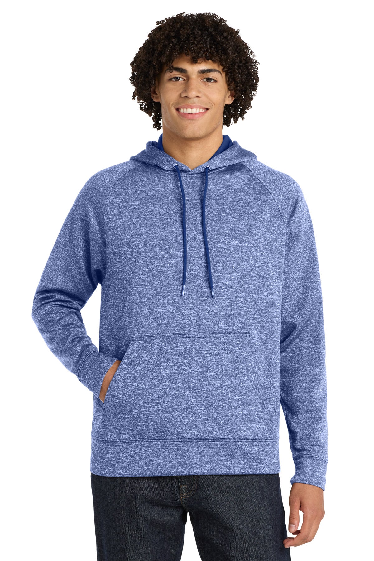 Custom True Royal Electric Heather Fleece Hooded Pullover ST225, personalized by SanCanDo Swag in Argyle, TX