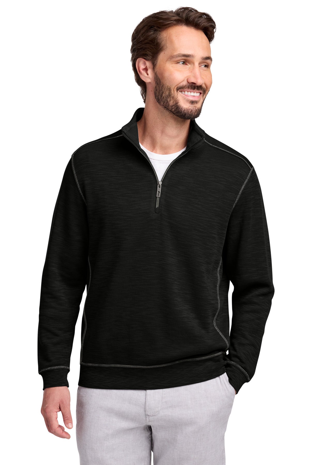 Custom Black Tobago Bay 1/2-Zip ST226342TB, personalized by SanCanDo Swag in Argyle, TX