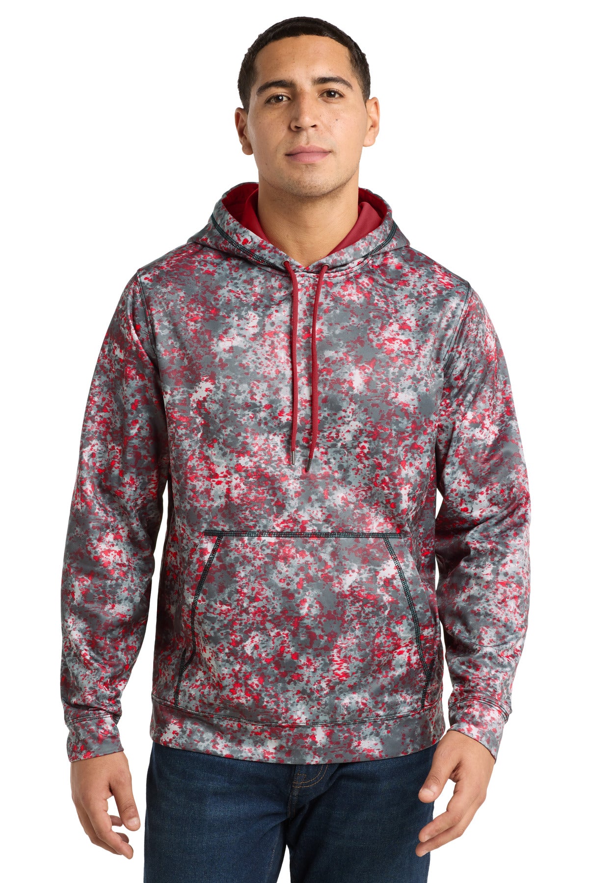 Custom Deep Red Freeze Fleece Hooded Pullover ST230, personalized by SanCanDo Swag in Argyle, TX