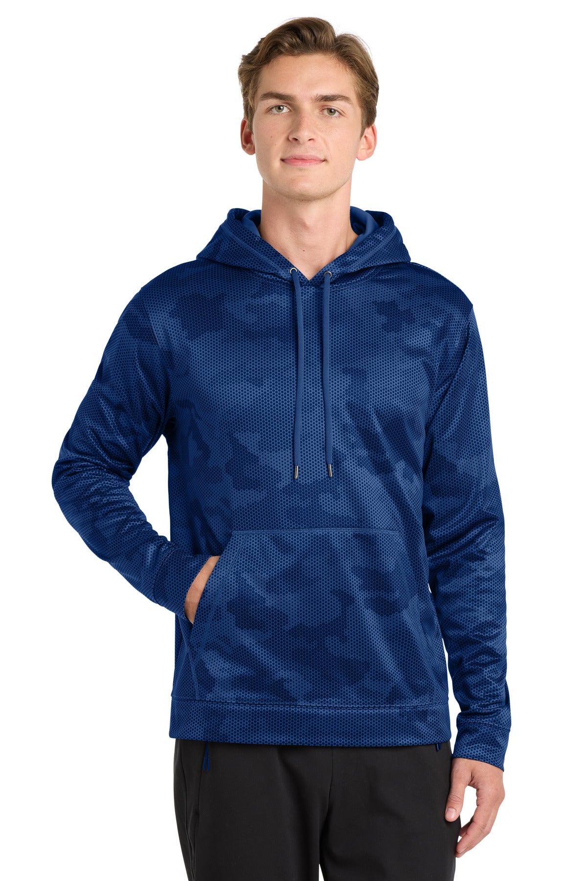 Custom True Royal Sport-Wick CamoHex Fleece Hooded Pullover ST240, personalized by SanCanDo Swag in Argyle, TX