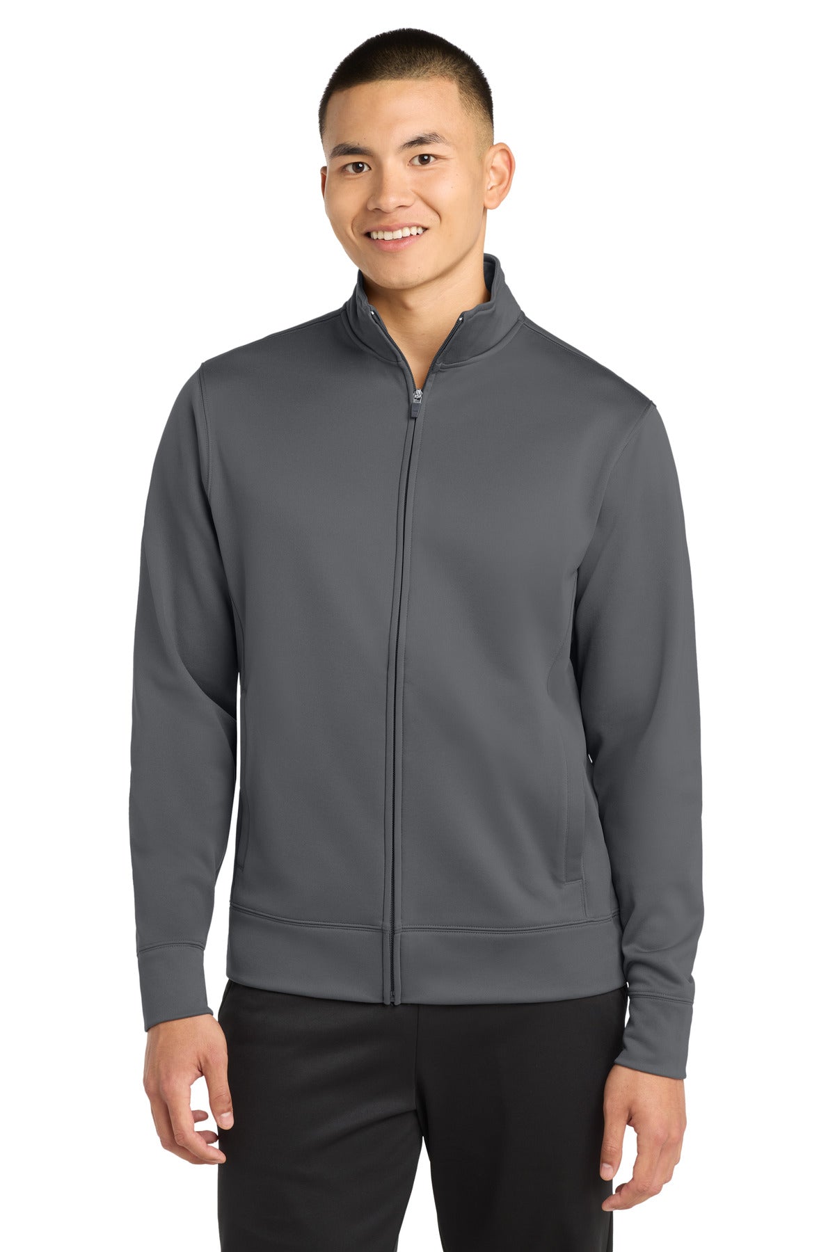 Custom Dark Smoke Grey Sport-Wick Fleece Full-Zip Jacket ST241, personalized by SanCanDo Swag in Argyle, TX