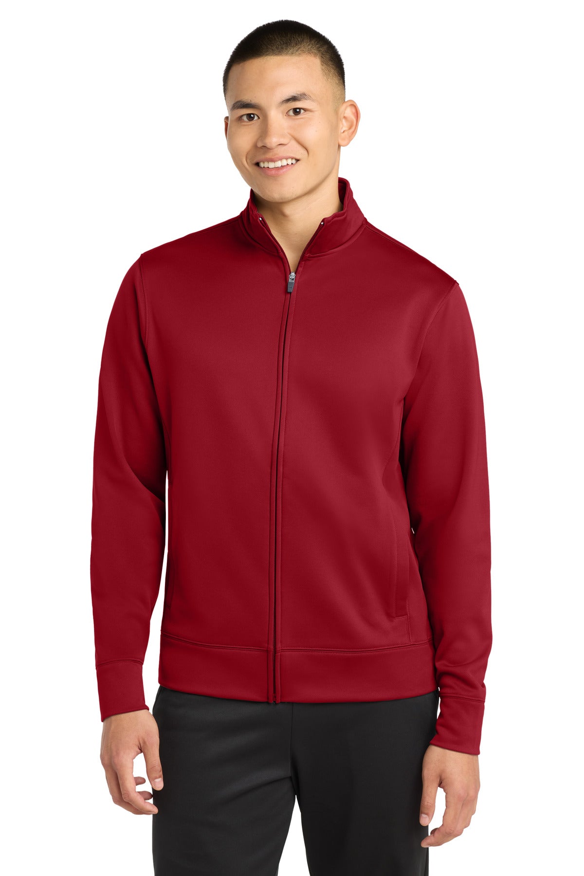 Custom Deep Red Sport-Wick Fleece Full-Zip Jacket ST241, personalized by SanCanDo Swag in Argyle, TX