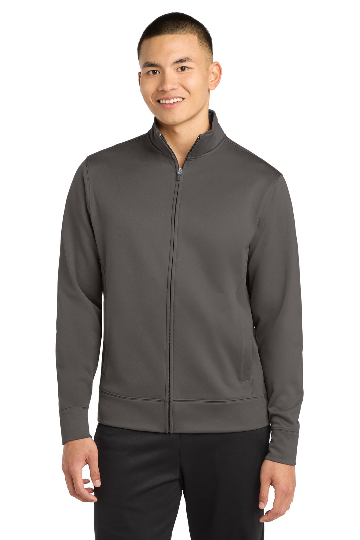 Custom Iron Grey Sport-Wick Fleece Full-Zip Jacket ST241, personalized by SanCanDo Swag in Argyle, TX
