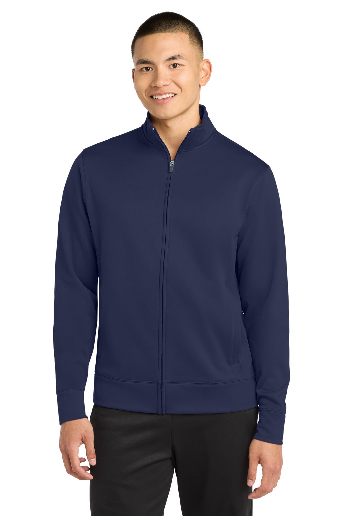Custom Navy Sport-Wick Fleece Full-Zip Jacket ST241, personalized by SanCanDo Swag in Argyle, TX