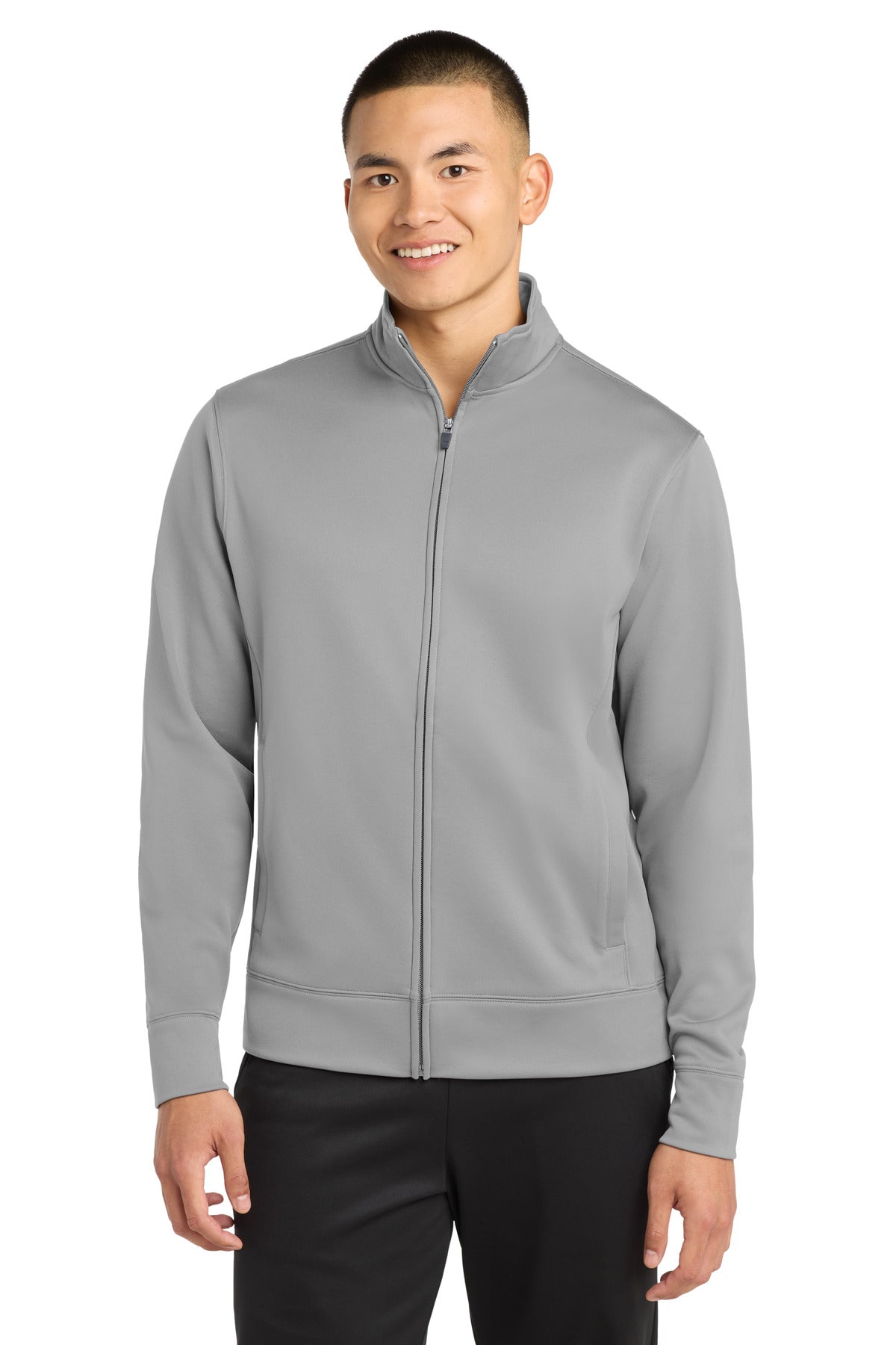 Custom Silver Sport-Wick Fleece Full-Zip Jacket ST241, personalized by SanCanDo Swag in Argyle, TX
