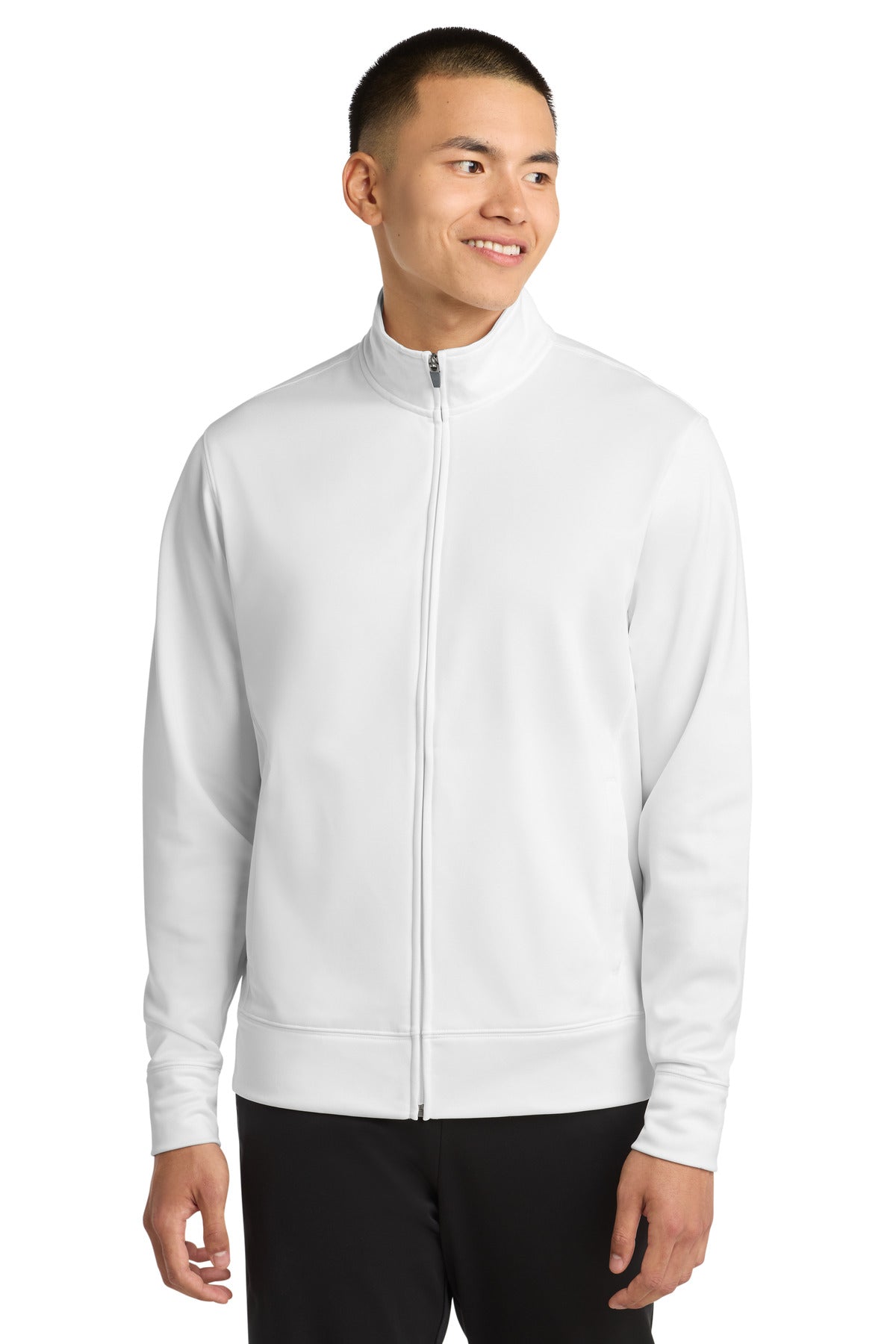 Custom White Sport-Wick Fleece Full-Zip Jacket ST241, personalized by SanCanDo Swag in Argyle, TX