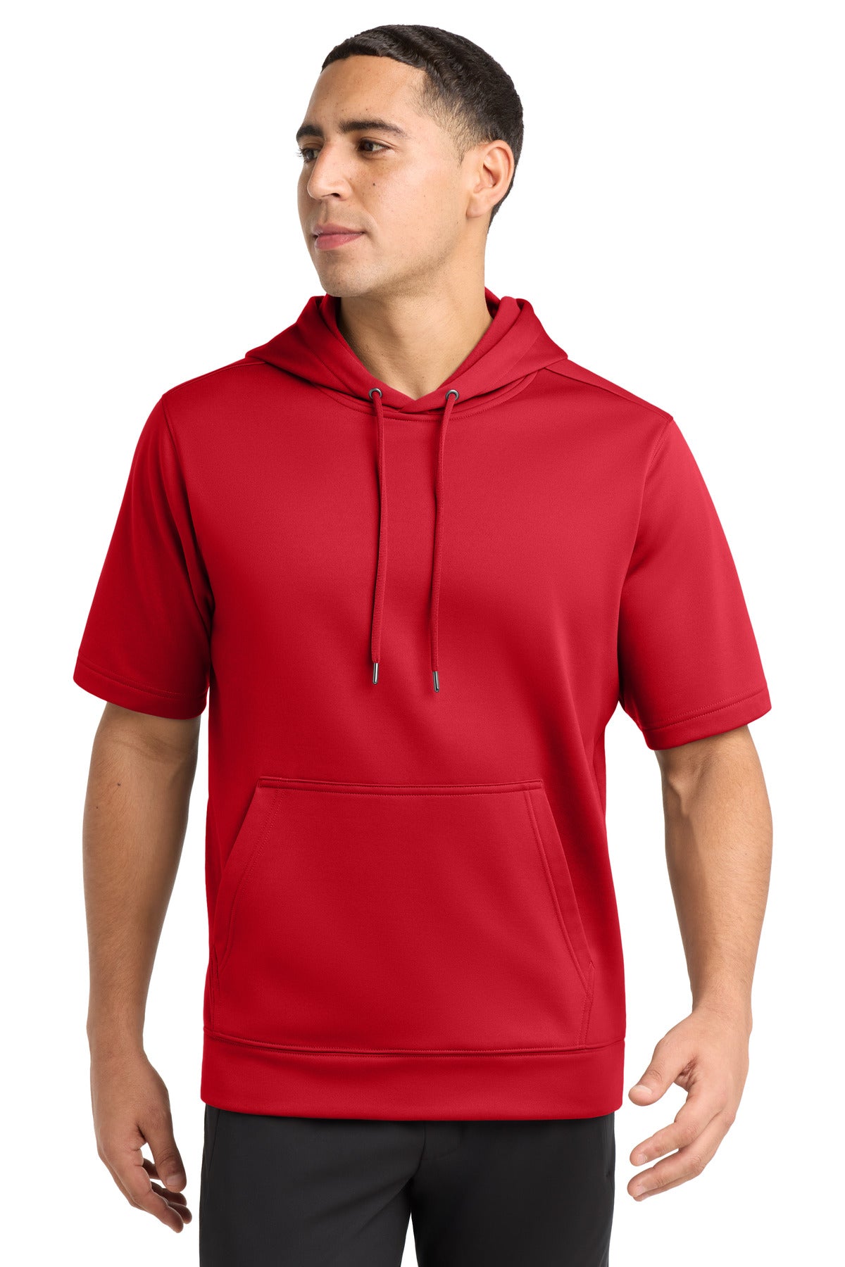 Custom Deep Red Short Sleeve Hooded Pullover ST251, personalized by SanCanDo Swag in Argyle, TX