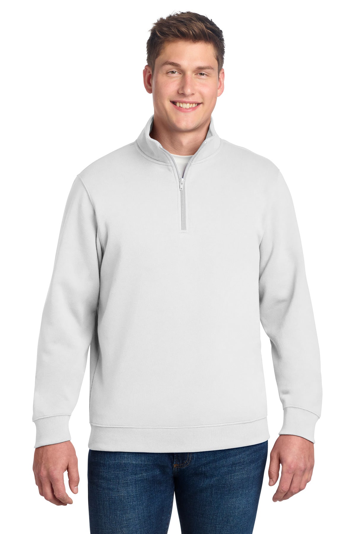 Custom White 1/4-Zip Sweatshirt ST253, personalized by SanCanDo Swag in Argyle, TX