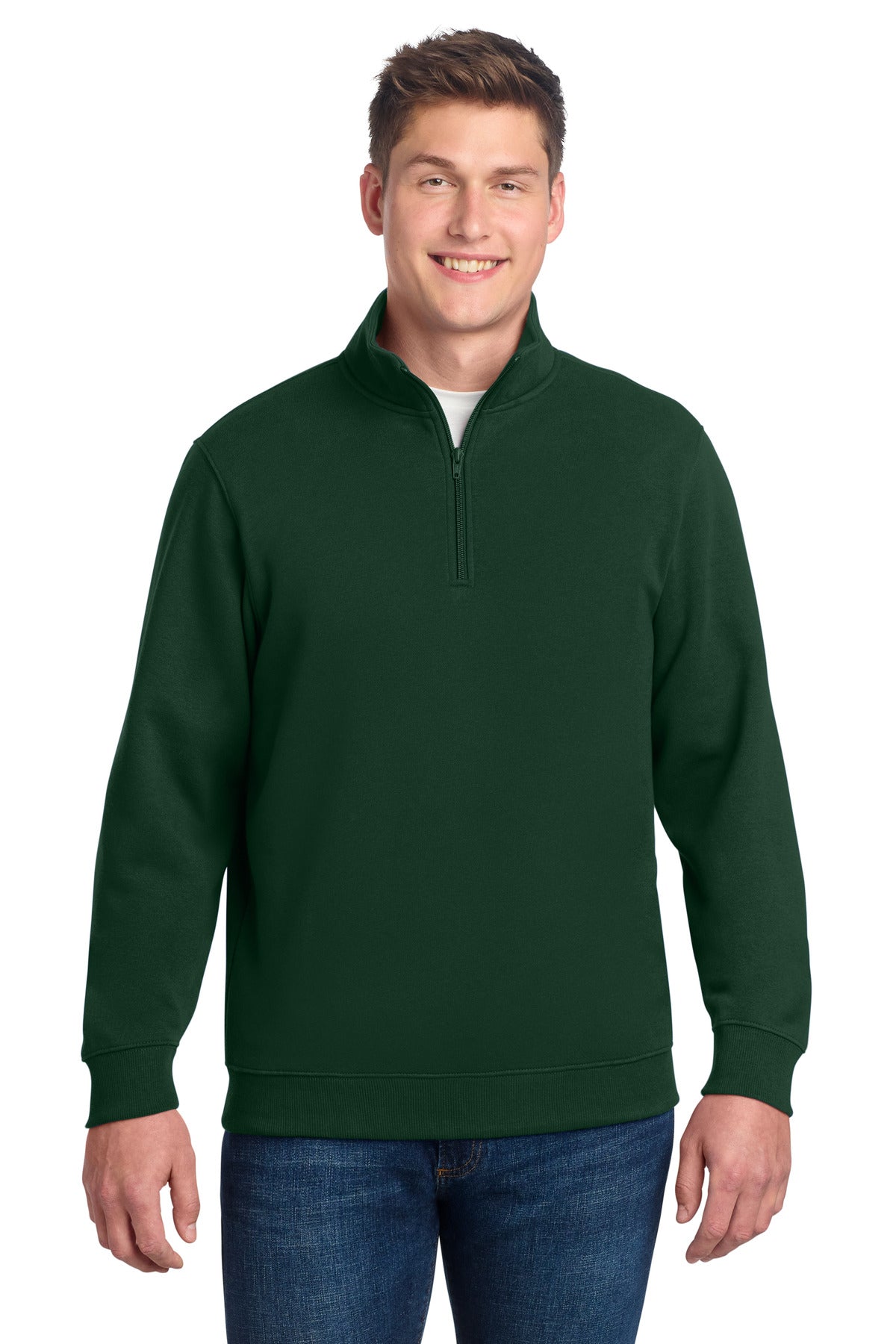 Custom Forest Green 1/4-Zip Sweatshirt ST253, personalized by SanCanDo Swag in Argyle, TX