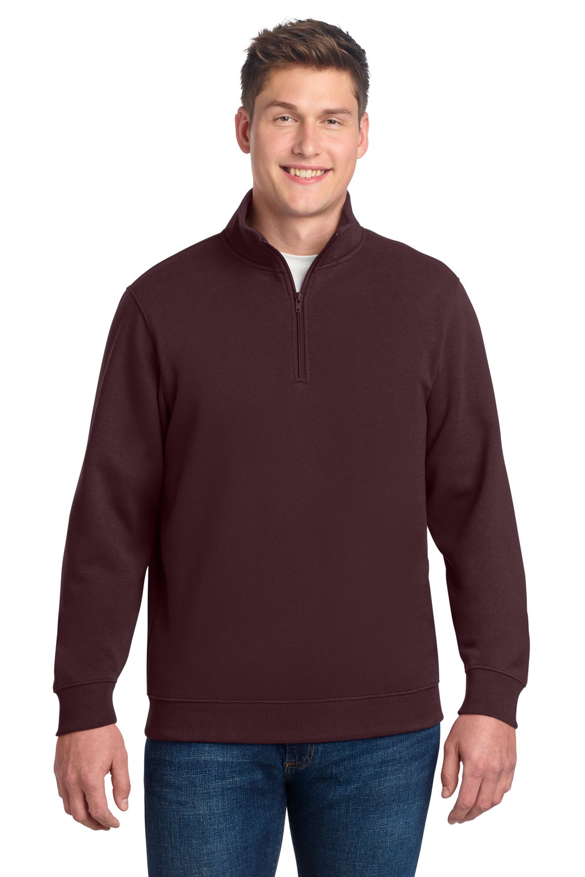 Custom Maroon 1/4-Zip Sweatshirt ST253, personalized by SanCanDo Swag in Argyle, TX