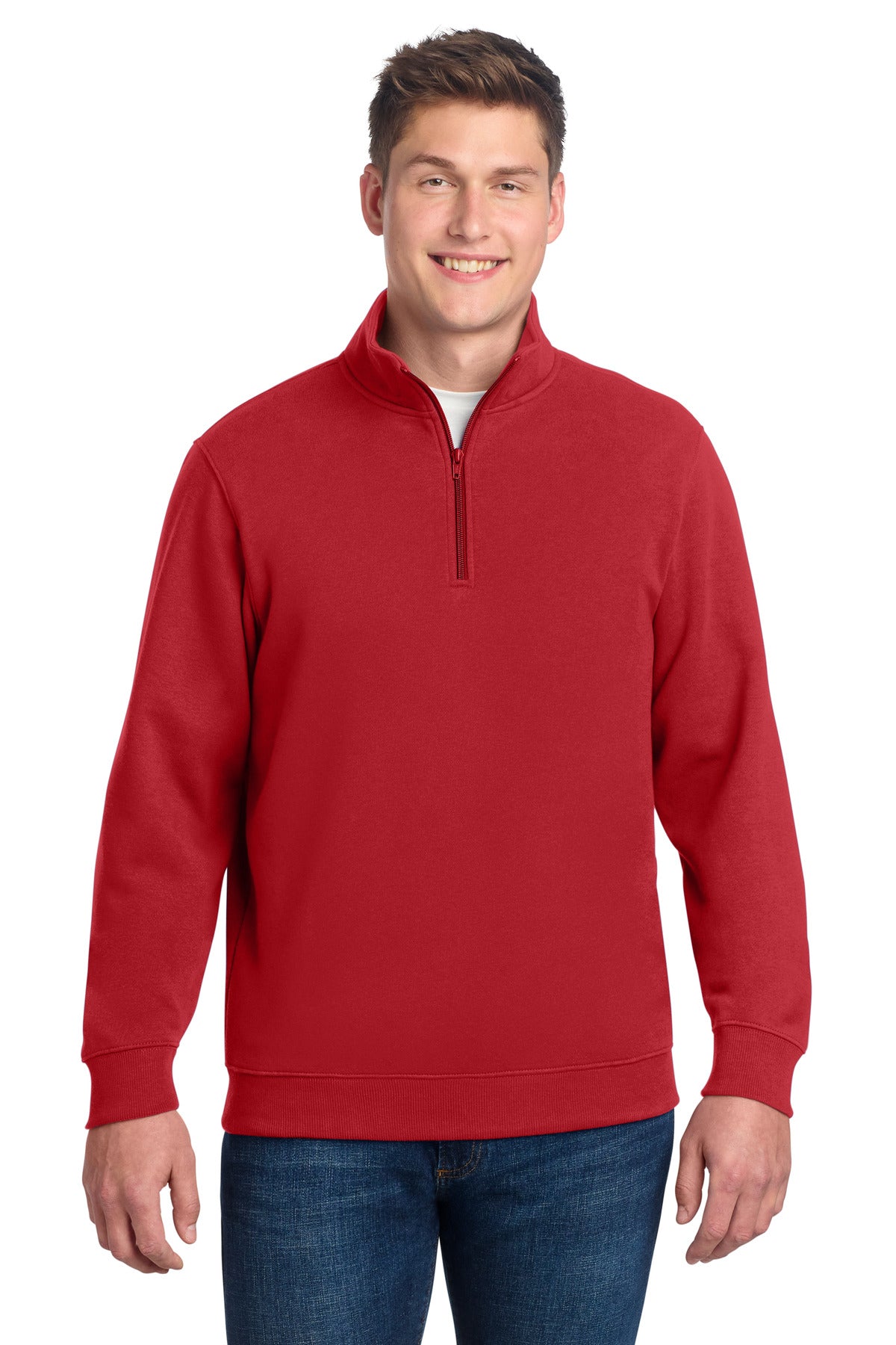 Custom True Red 1/4-Zip Sweatshirt ST253, personalized by SanCanDo Swag in Argyle, TX