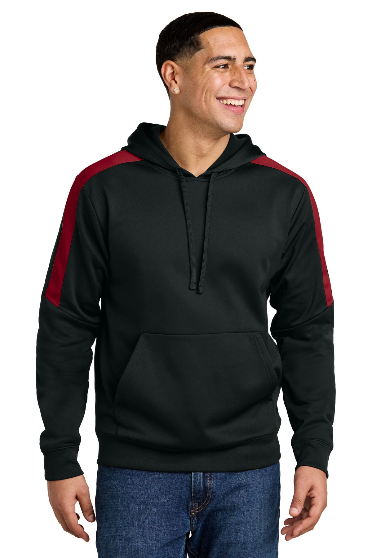 Custom Black/ Deep Red Sport-Wick Fleece United Pullover Hoodie ST255, personalized by SanCanDo Swag in Argyle, TX