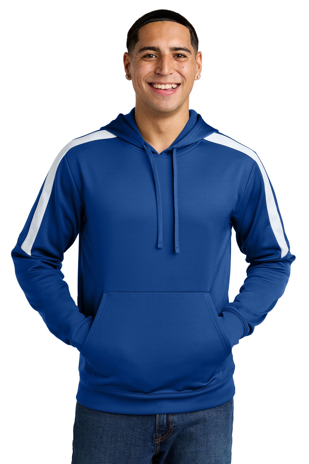 Custom True Royal/ White Sport-Wick Fleece United Pullover Hoodie ST255, personalized by SanCanDo Swag in Argyle, TX
