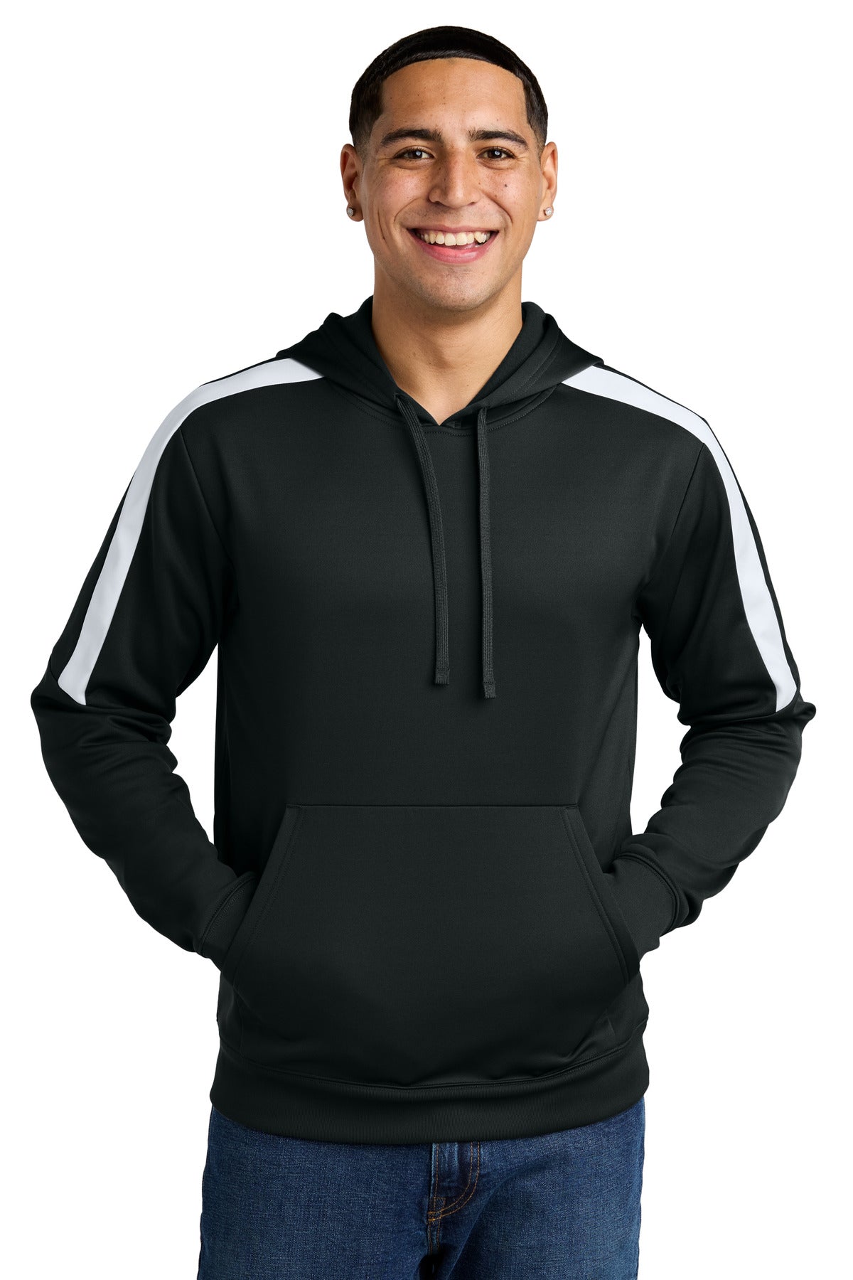 Custom Black/ White Sport-Wick Fleece United Pullover Hoodie ST255, personalized by SanCanDo Swag in Argyle, TX
