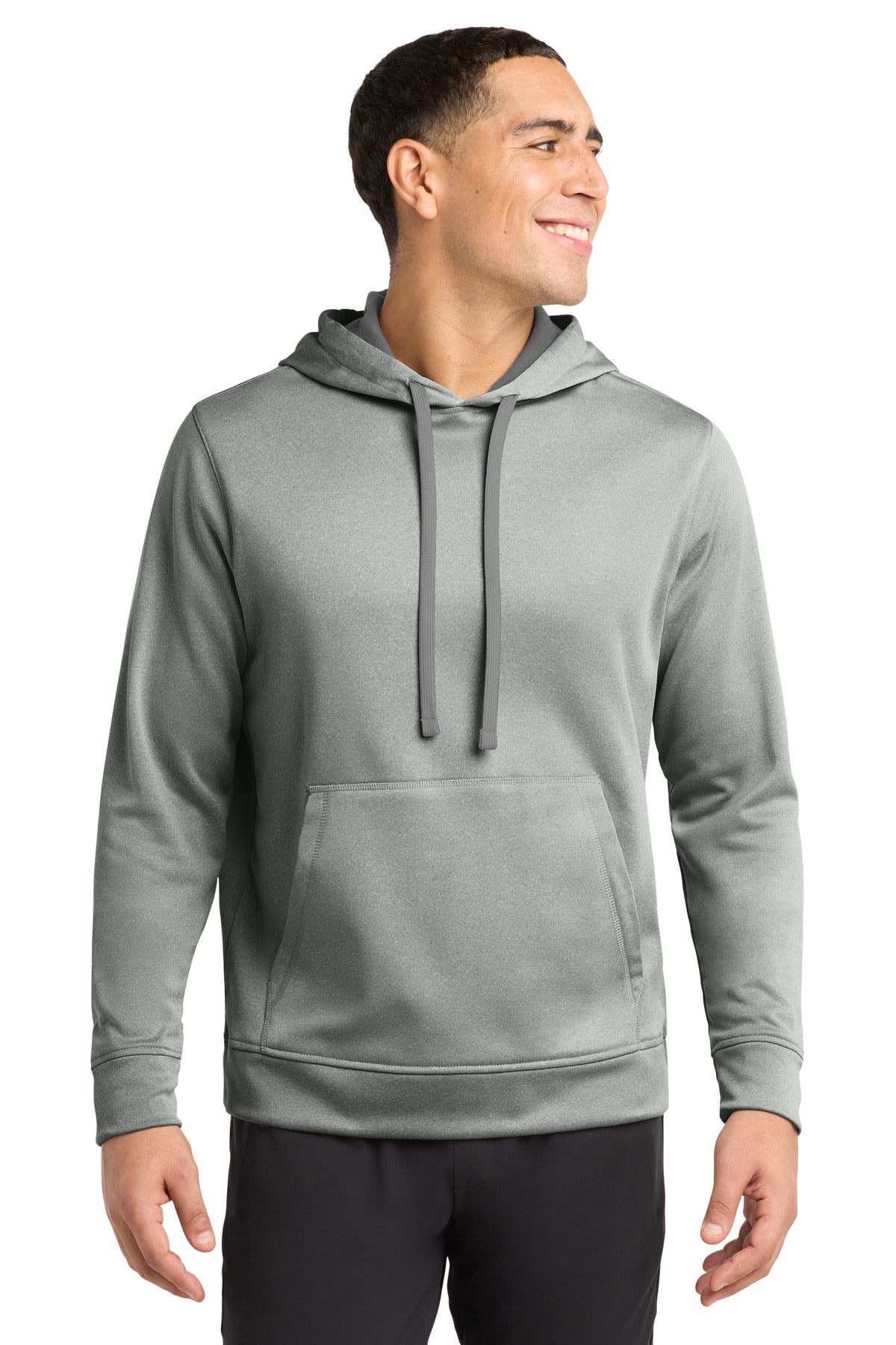 Custom Dark Silver Heather Heather Fleece Hooded Pullover ST264, personalized by SanCanDo Swag in Argyle, TX