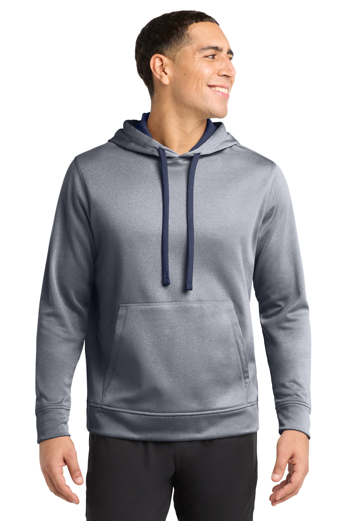 Custom True Navy Heather Heather Fleece Hooded Pullover ST264, personalized by SanCanDo Swag in Argyle, TX