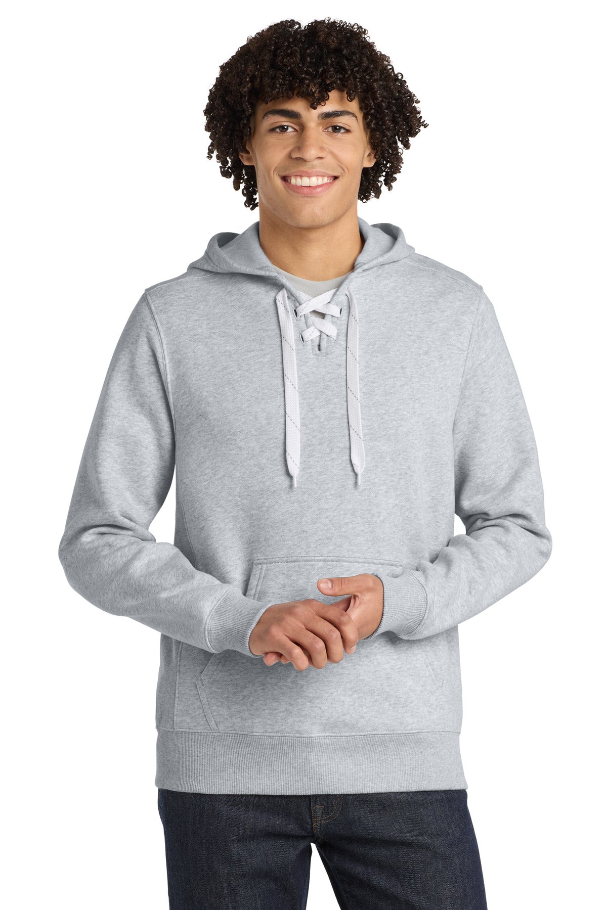 Custom Athletic Heather Lace Up Hoodie ST271, personalized by SanCanDo Swag in Argyle, TX