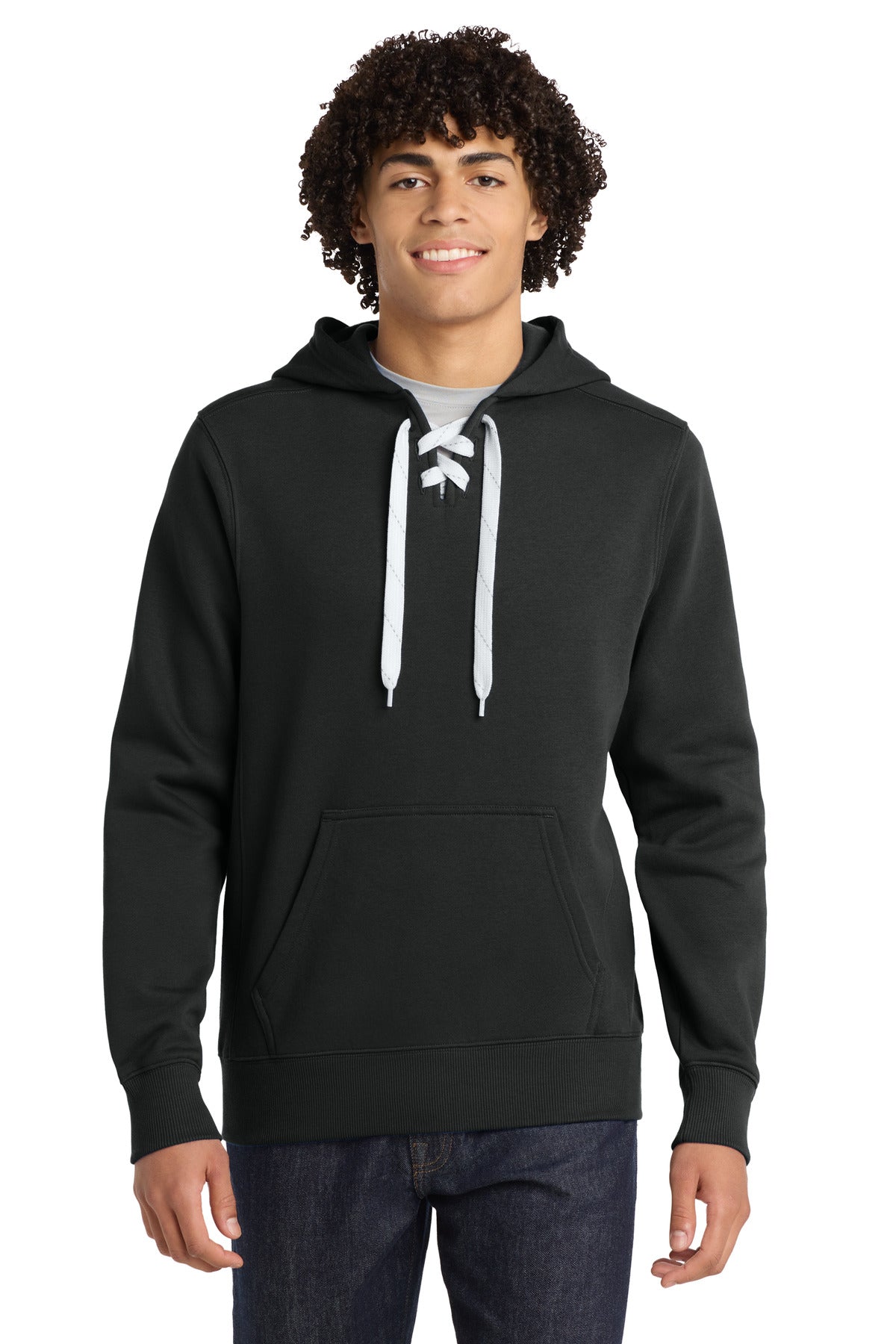 Custom Black Lace Up Hoodie ST271, personalized by SanCanDo Swag in Argyle, TX