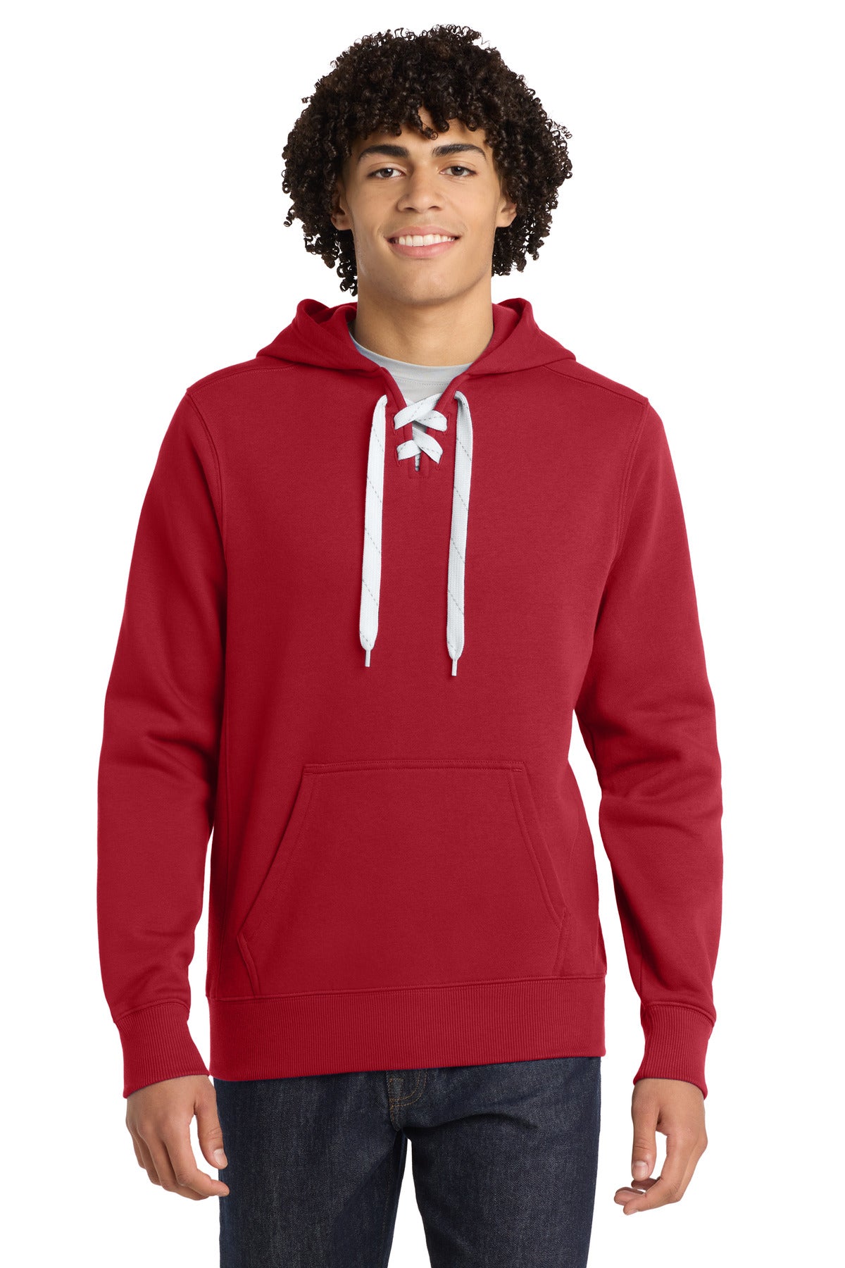 Custom Deep Red Lace Up Hoodie ST271, personalized by SanCanDo Swag in Argyle, TX
