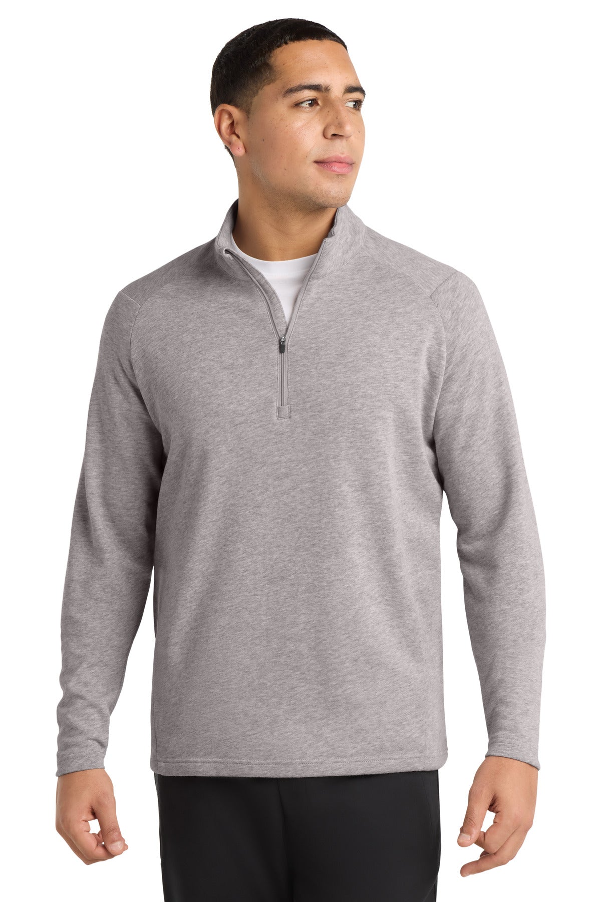 Custom Heather Grey French Terry 1/4-Zip Pullover ST273, personalized by SanCanDo Swag in Argyle, TX