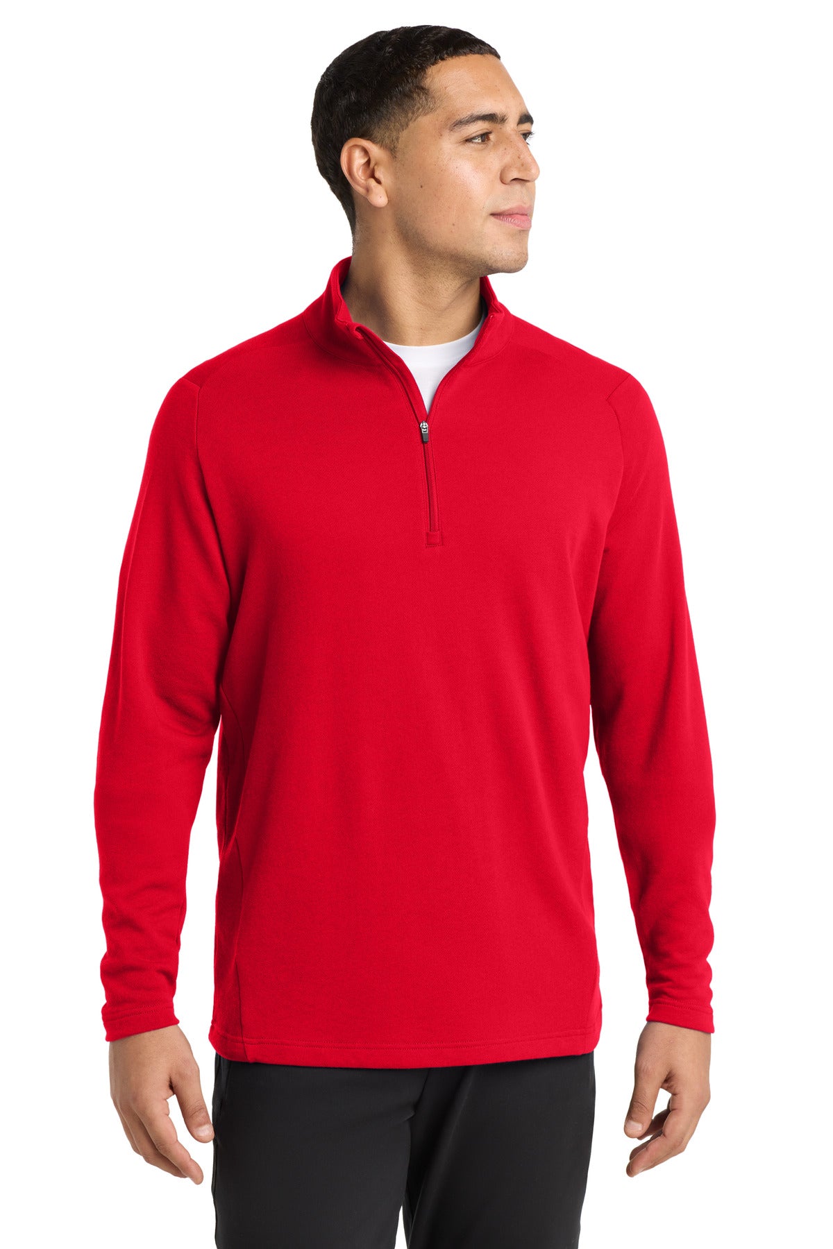 Custom True Red French Terry 1/4-Zip Pullover ST273, personalized by SanCanDo Swag in Argyle, TX