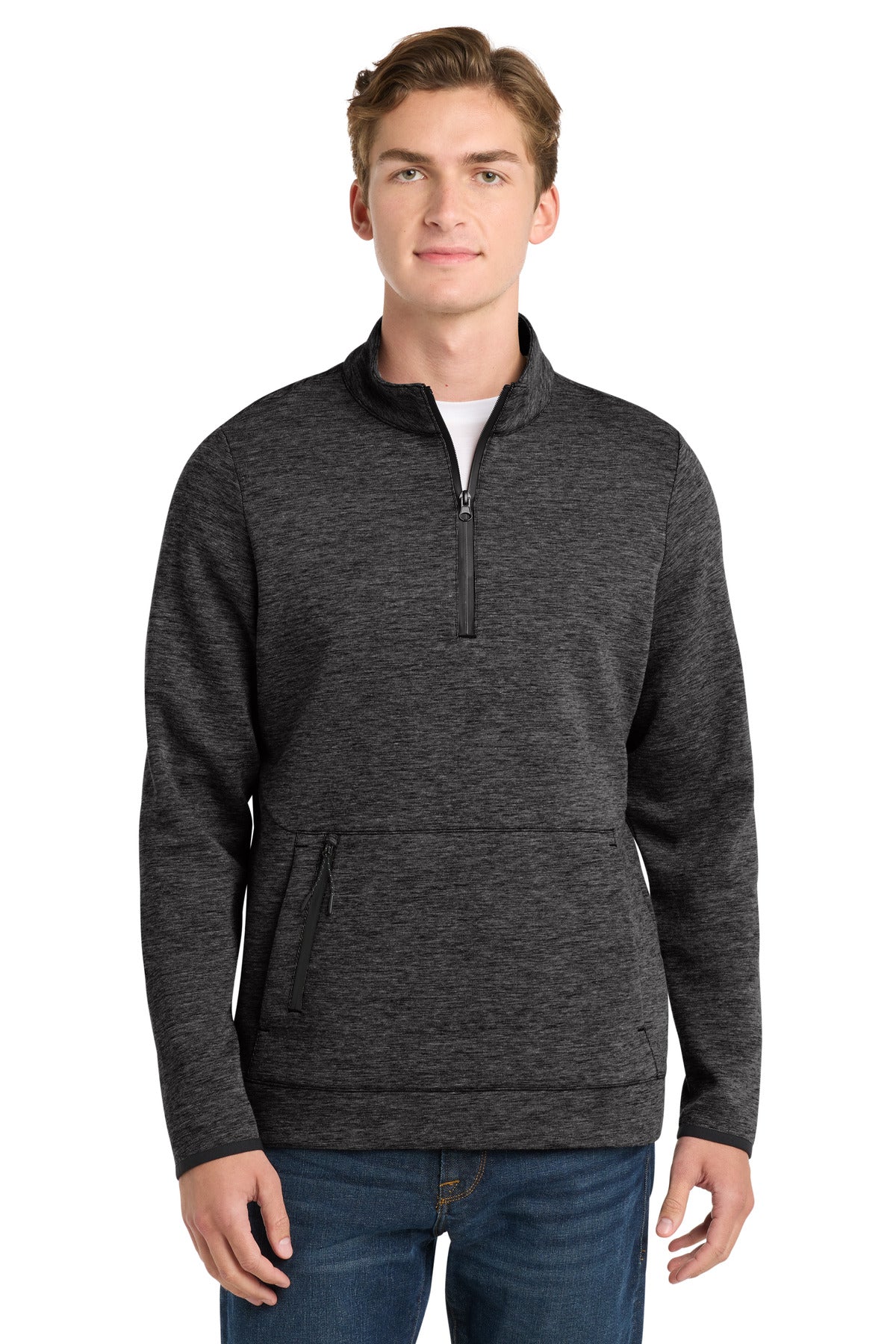 Custom Black Heather Triumph 1/4-Zip Pullover ST281, personalized by SanCanDo Swag in Argyle, TX