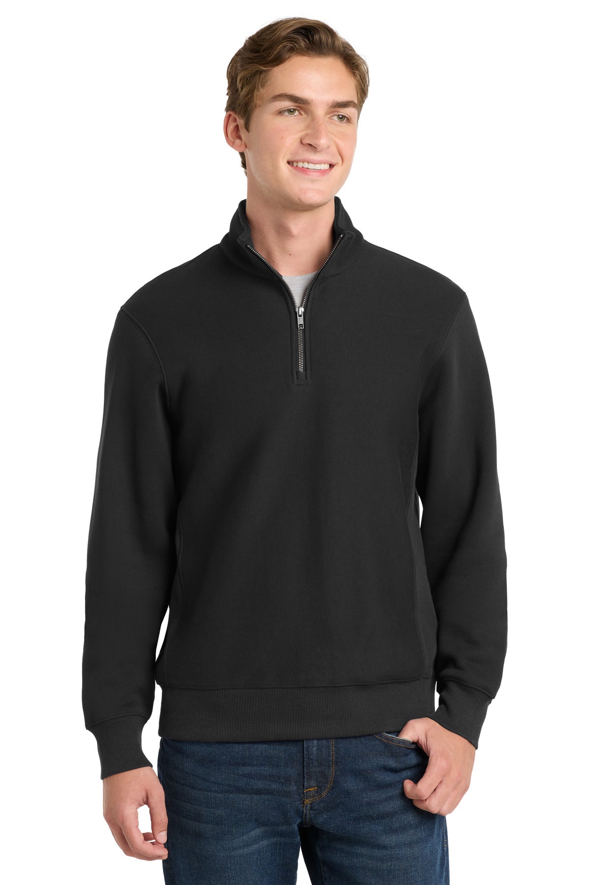 Custom Black Super 1/4-Zip Pullover Sweatshirt ST283, personalized by SanCanDo Swag in Argyle, TX