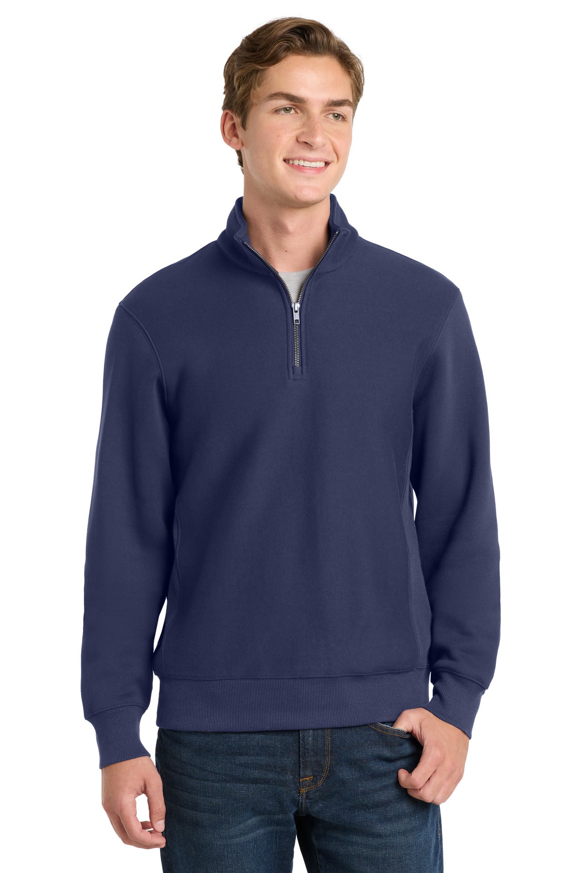 Custom True Navy Super 1/4-Zip Pullover Sweatshirt ST283, personalized by SanCanDo Swag in Argyle, TX